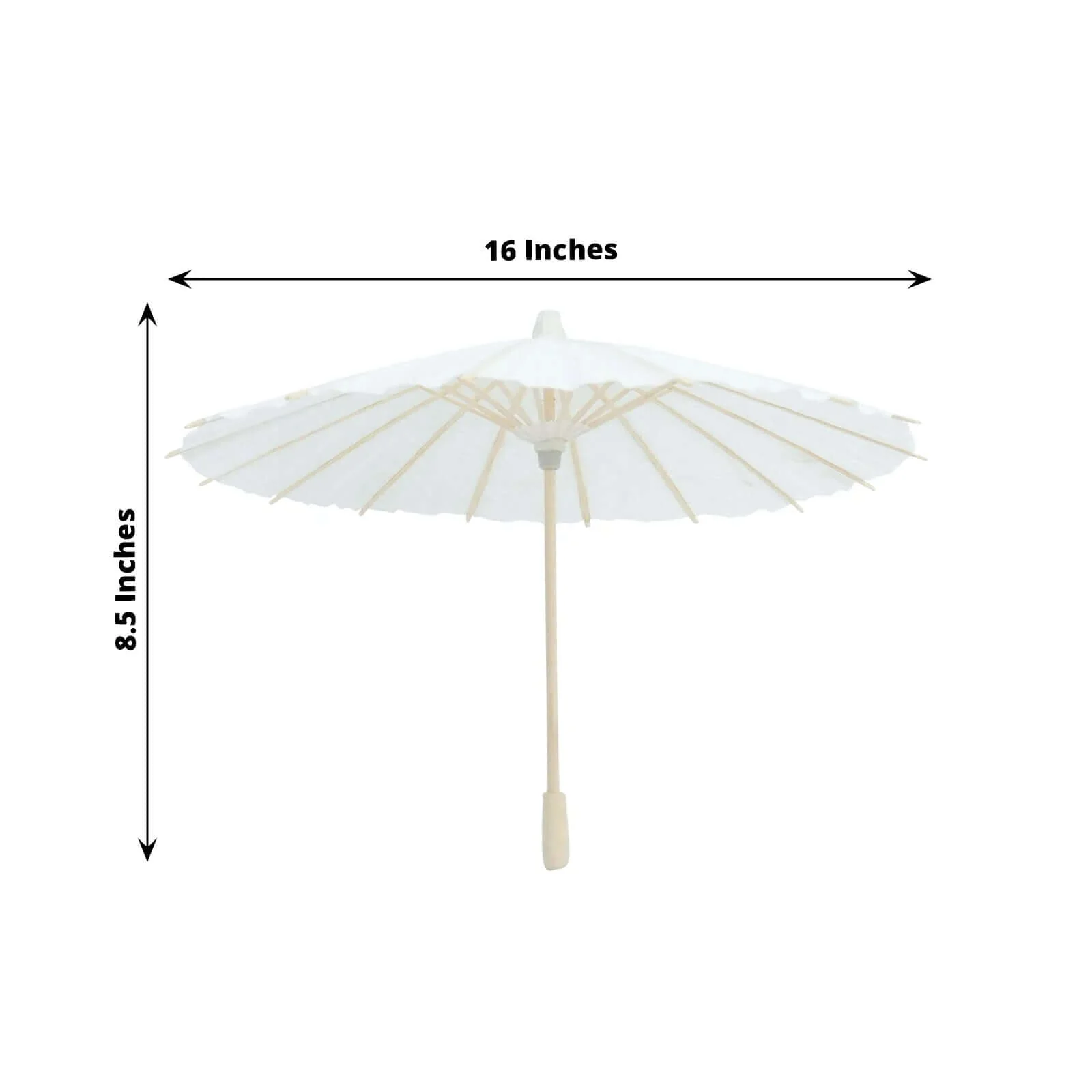 4-Pack Parasol Umbrellas Paper and Bamboo 16" White - Wedding Party Favors and Table Decorations - Image 3