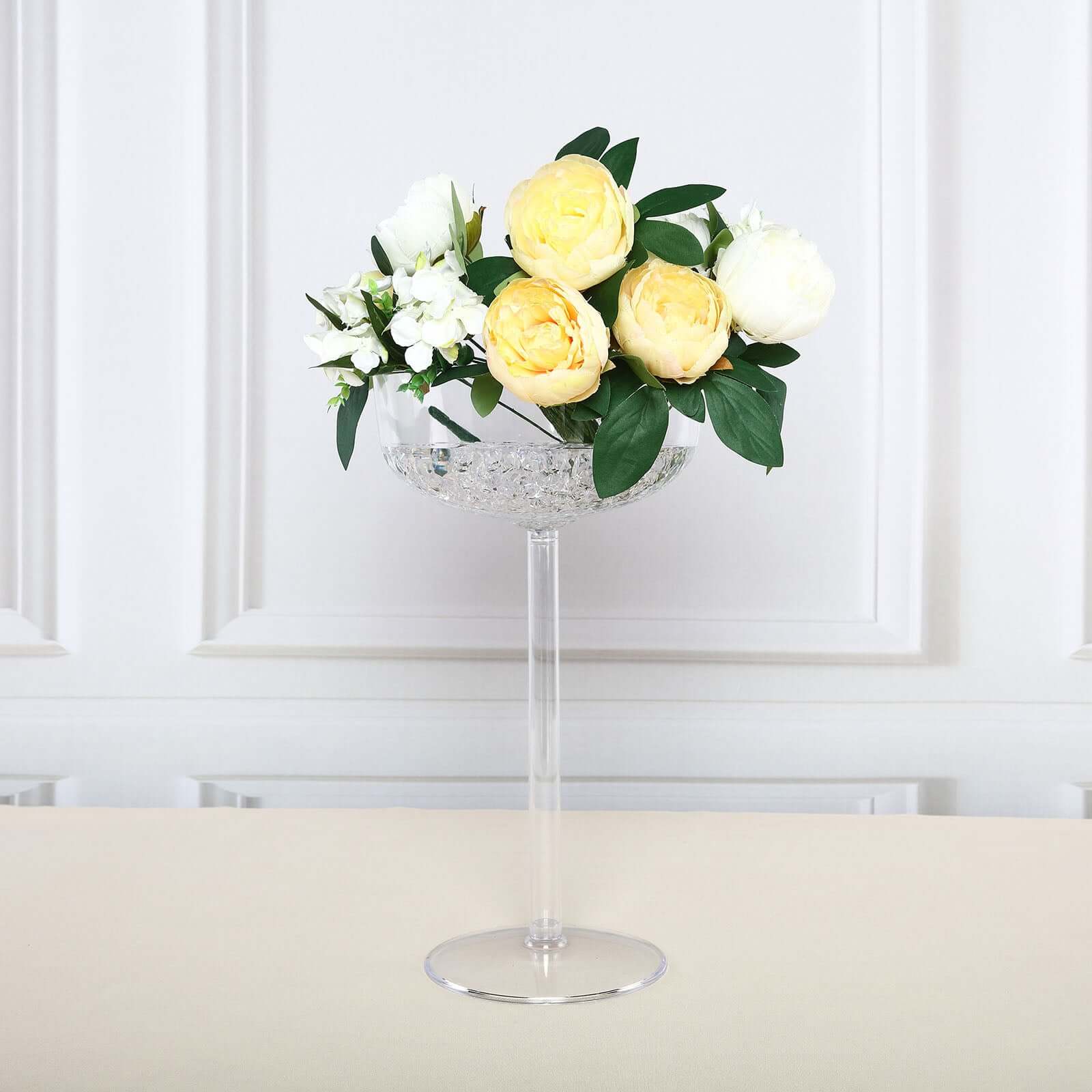 4-Pack Plastic Flower Vases Champagne Glass Design 18" Clear - Fillable Long Stem Wedding Centerpieces - Image 7