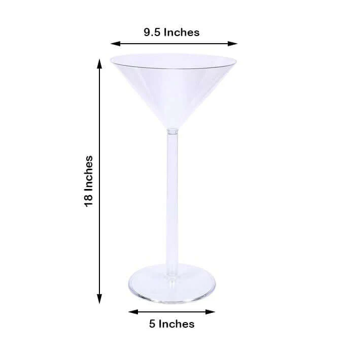4-Pack Plastic Flower Vases Martini Glass Design 18" Clear - Fillable Long Stem Wedding Centerpieces - Image 3