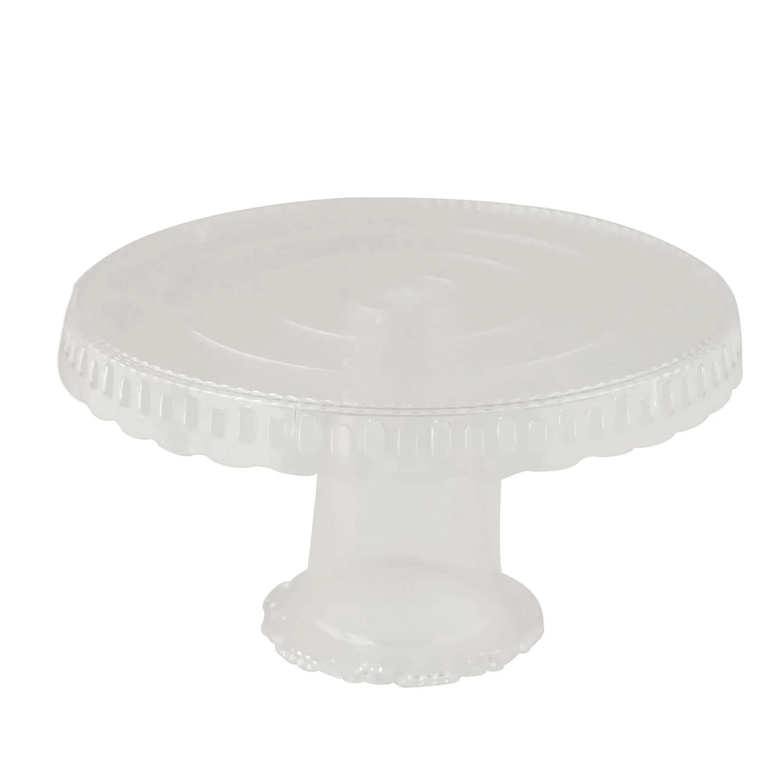 4-Pack Plastic Round Pedestal Cake Stands 13" Clear with Hollow Ribbon Trim Edges - Reusable Cupcake Dessert Display Risers - Image 7