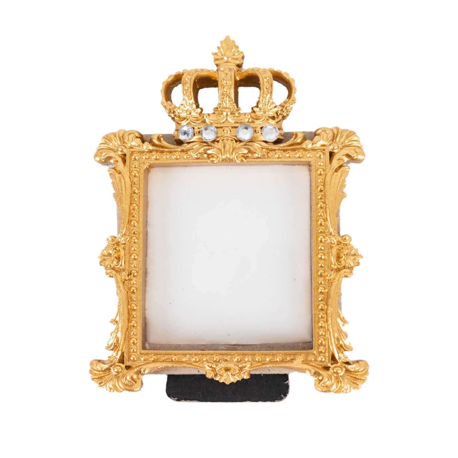 4-Pack Resin Picture Frames 3.5" Royal Crown Design Square Gold - Baroque Party Favors & Wedding Place Card Holders - Image 7