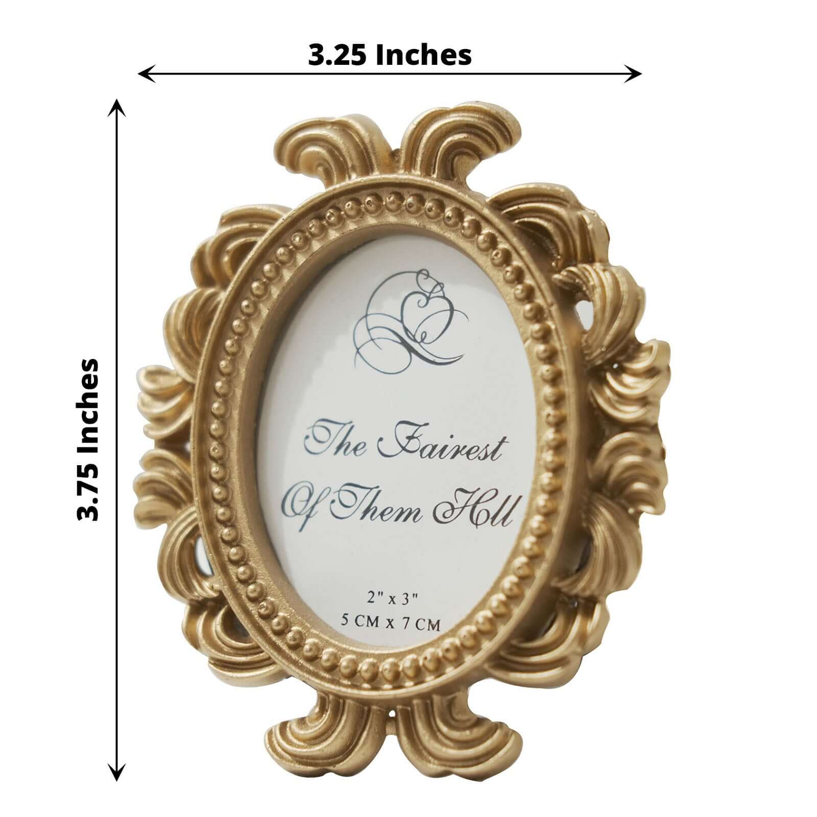 4-Pack Resin Picture Frames 4" Decorative Baroque Oval Design Gold - Beaded Party Favors & Place Card Holders - Image 3