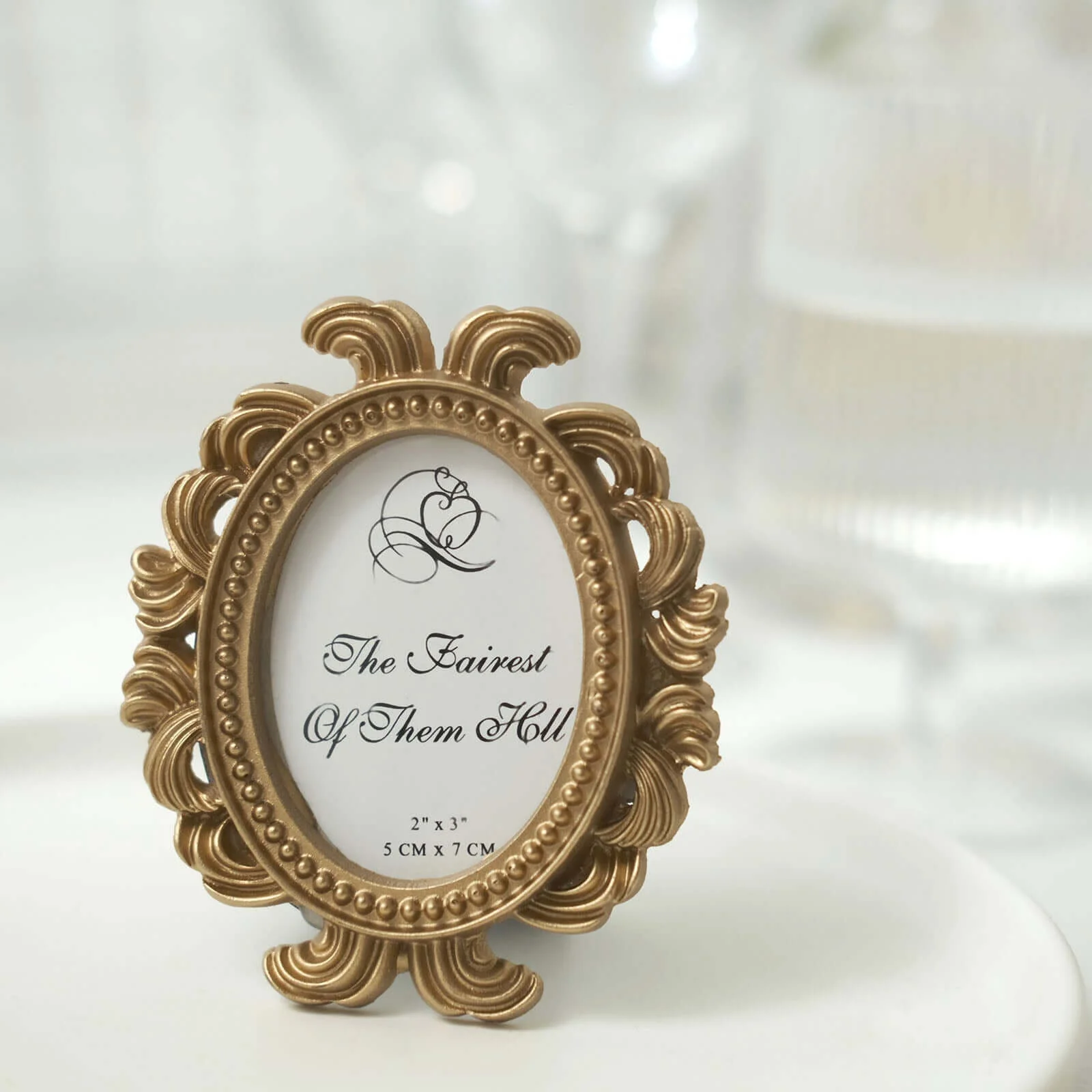 4-Pack Resin Picture Frames 4" Decorative Baroque Oval Design Gold - Beaded Party Favors & Place Card Holders - Image 9