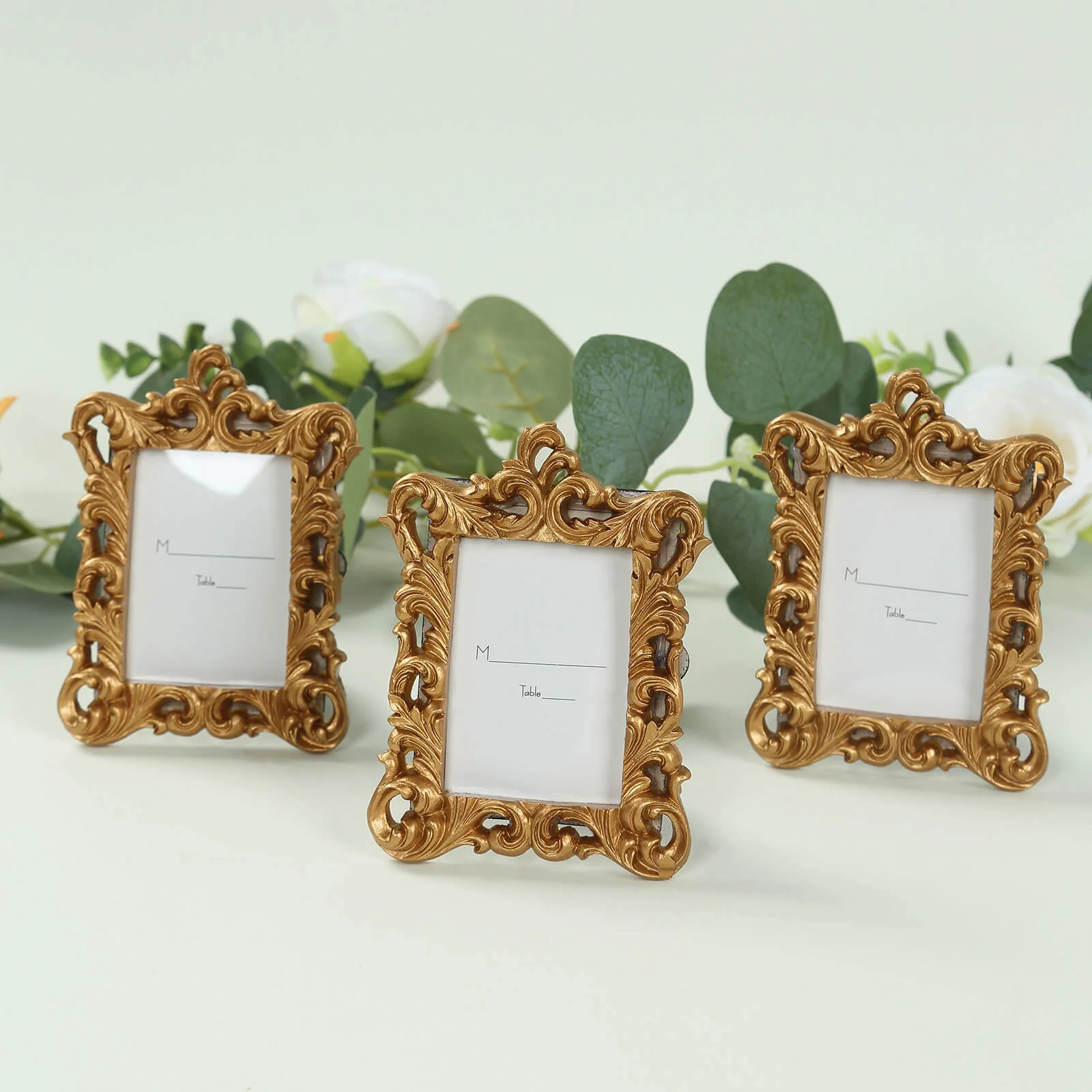 4-Pack Resin Picture Frames 4"x3" Vintage Ornate Design Rectangle Gold - Mini Photo Frame Party Favors & Wedding Place Card Holders - Image 5
