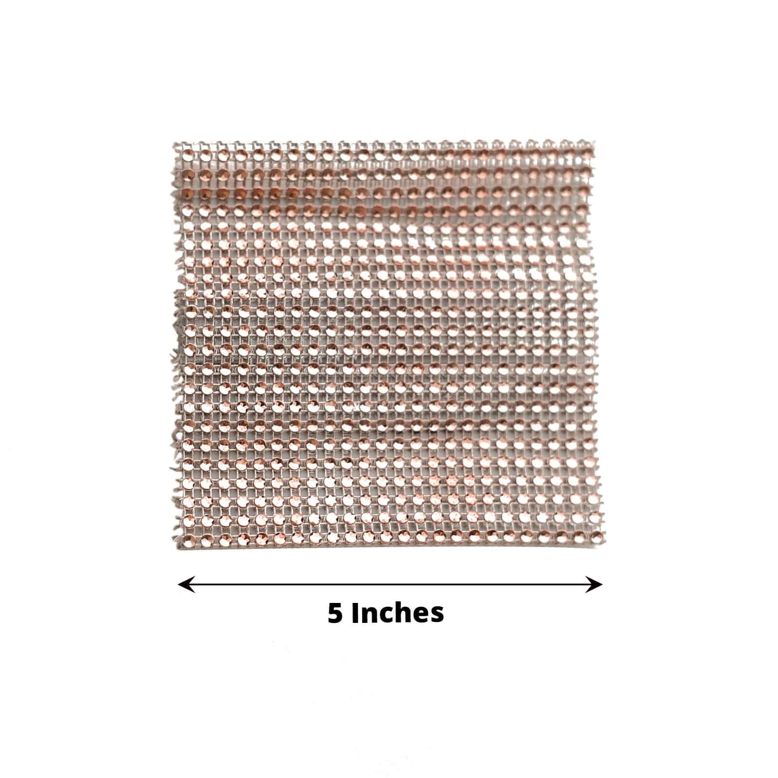 4 Pack Rose Gold Large Rhinestone Mesh Velcro Chair Sash Clips, Backdrop Curtain Bands 5"X10" - Image 3