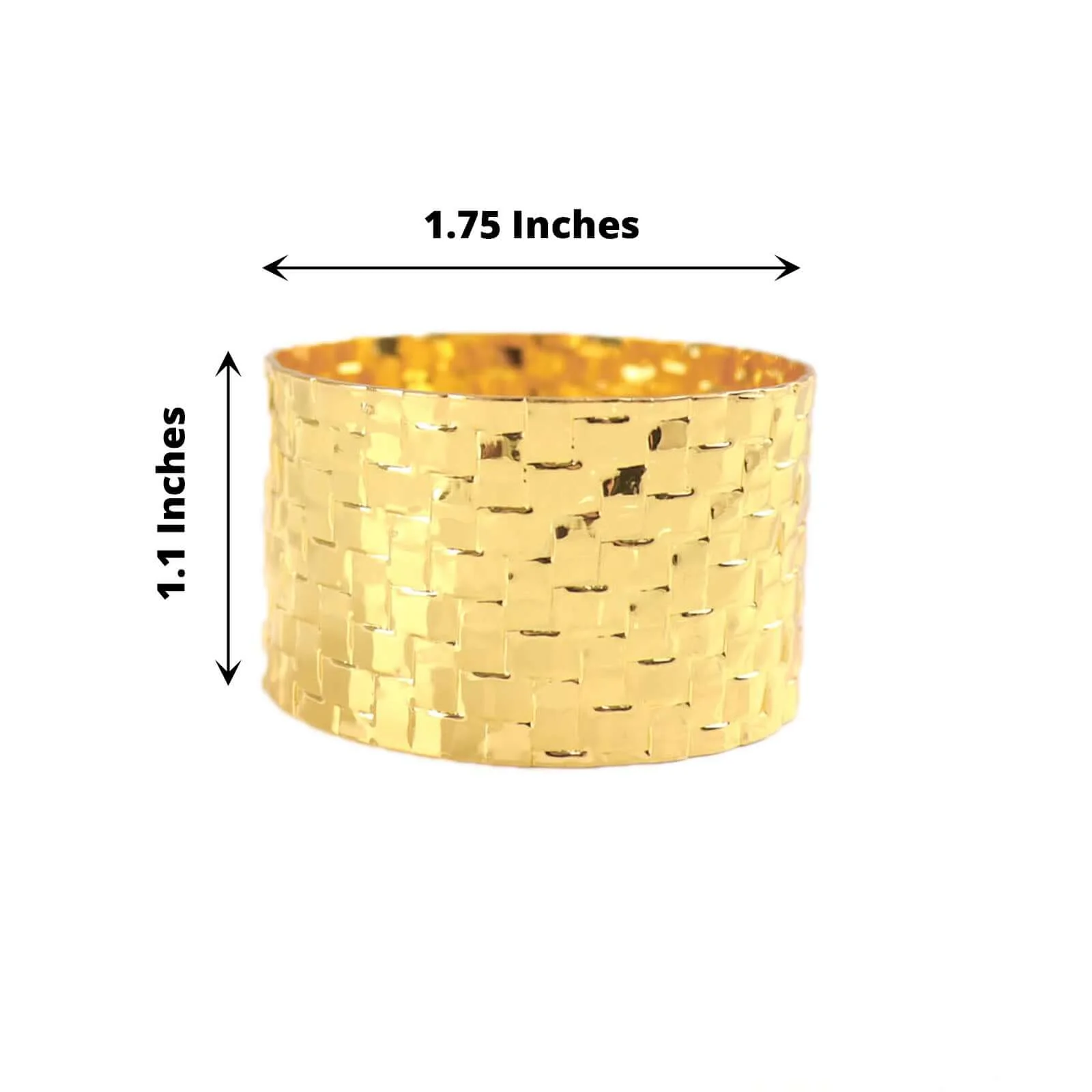 4 Pack Shiny Gold Basket Weave Napkin Rings, Metallic Napkin Holders - Image 3