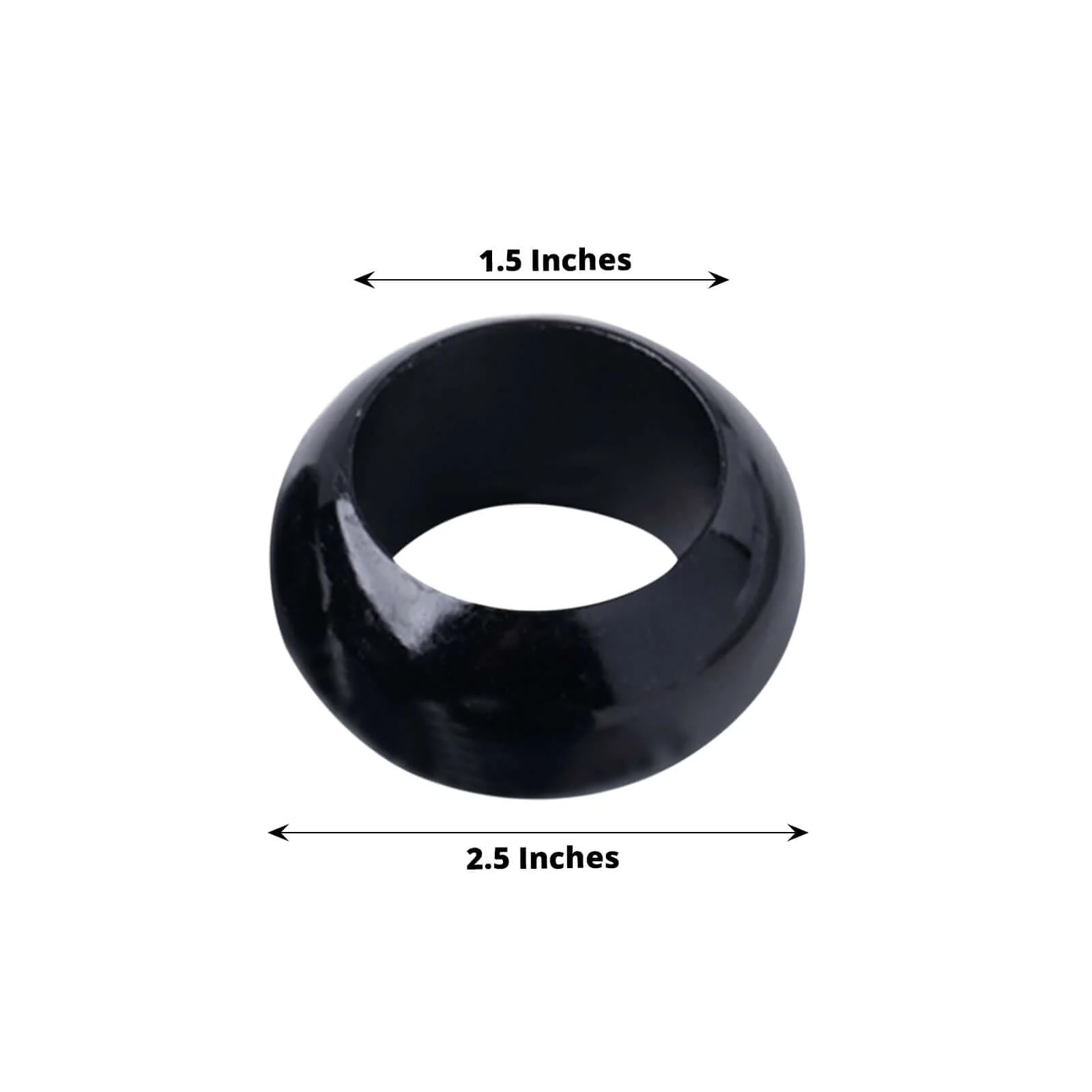 4 Pack Shiny Metallic Black Acrylic Napkin Rings - Image 3