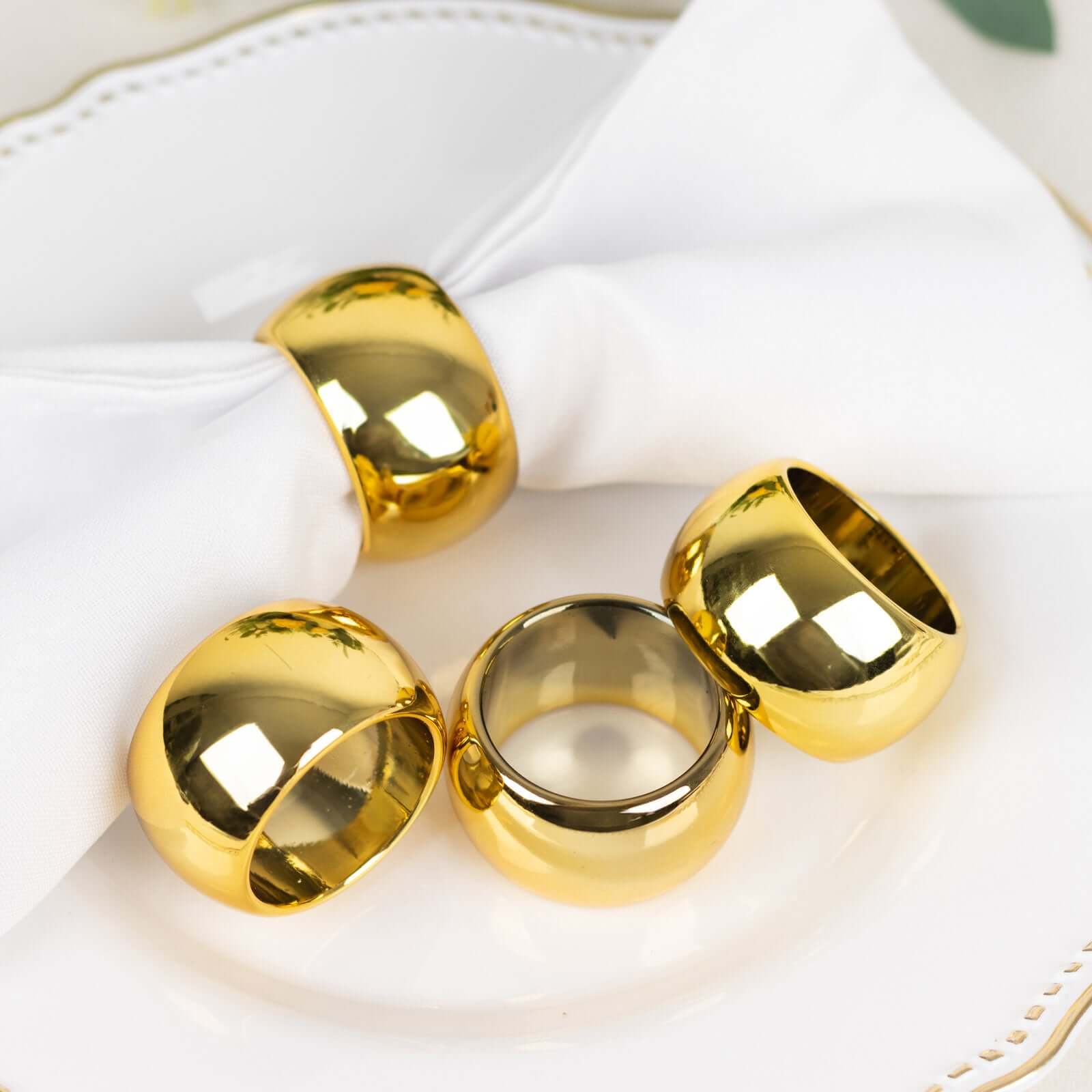 4 Pack Shiny Metallic Gold Acrylic Napkin Rings - Image 7