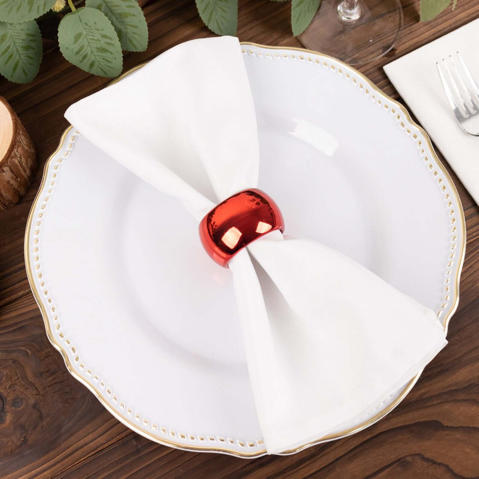 4 Pack Shiny Metallic Red Acrylic Napkin Rings