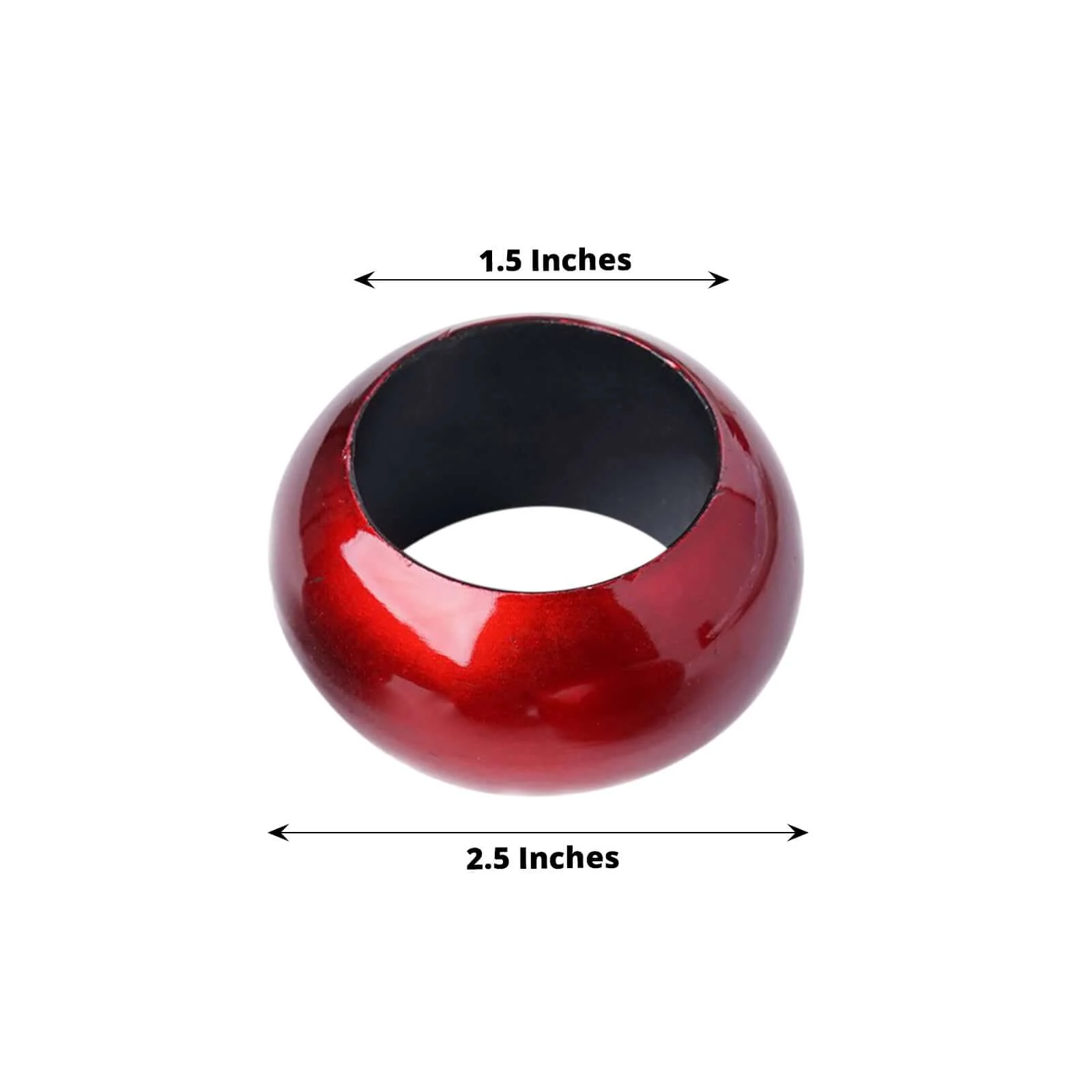 4 Pack Shiny Metallic Red Acrylic Napkin Rings - Image 3
