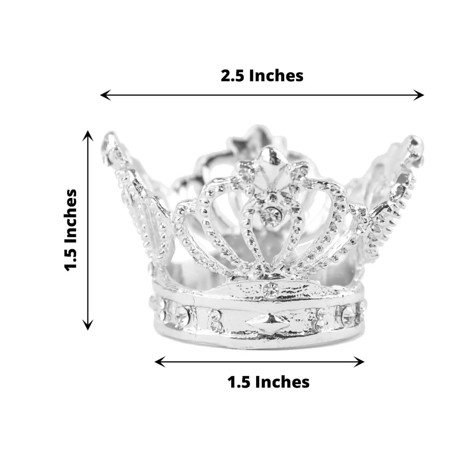 4 Pack Silver Metal Crown Rhinestone Napkin Rings, Royal Bling Napkin Holders - Image 3