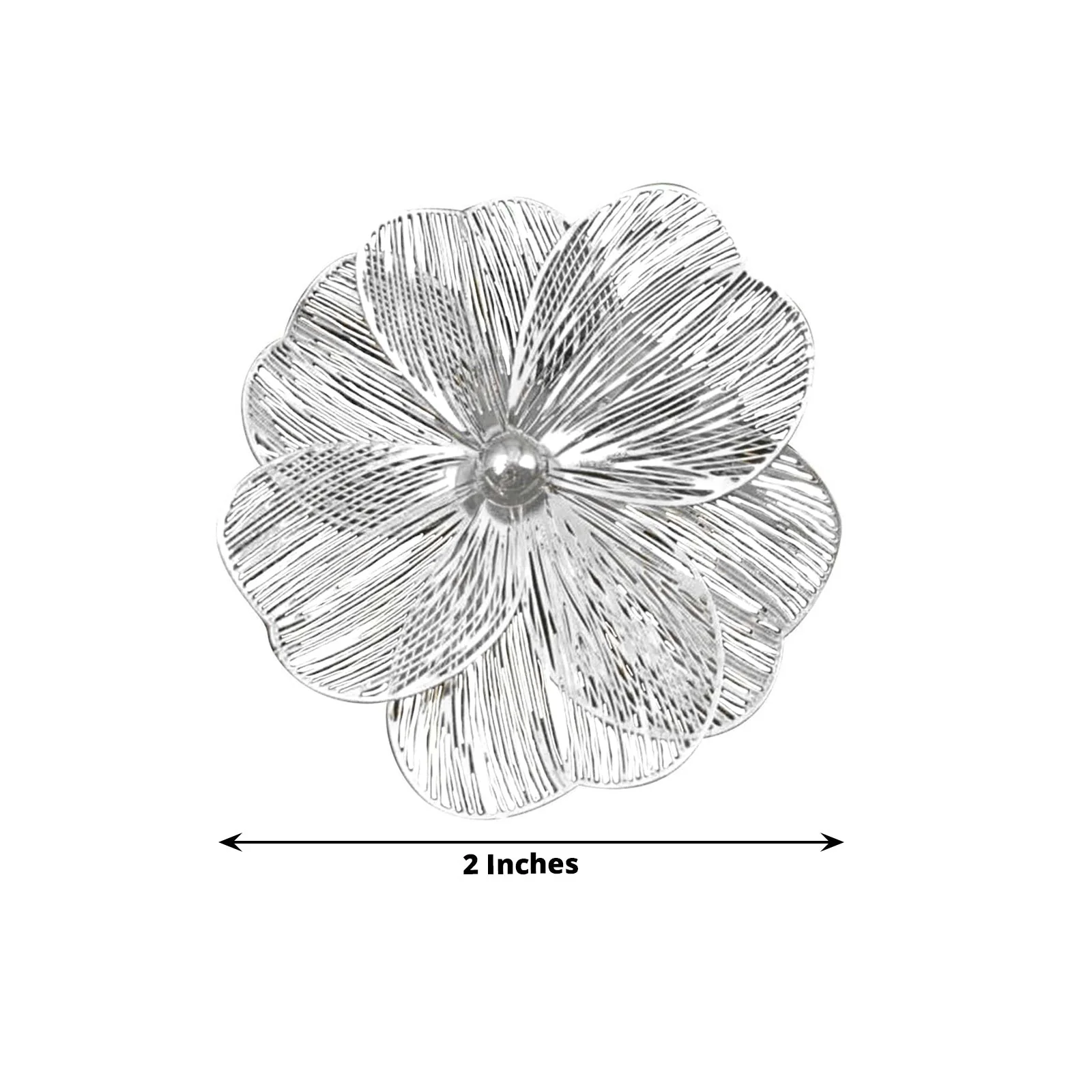 4 Pack Silver Metal Jasmine Flower Napkin Rings with Pearl Center, Decorative Floral Napkin Holder Bands - 2" - Image 3