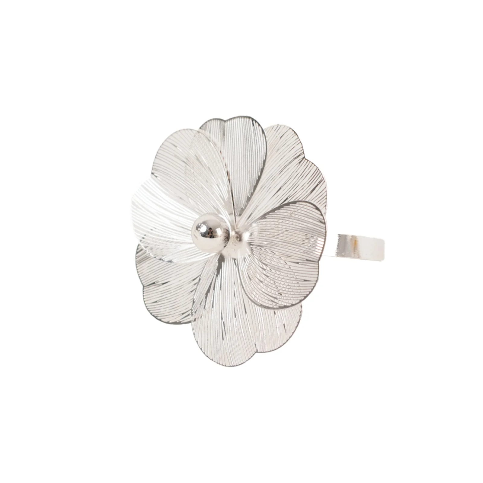 4 Pack Silver Metal Jasmine Flower Napkin Rings with Pearl Center, Decorative Floral Napkin Holder Bands - 2" - Image 7