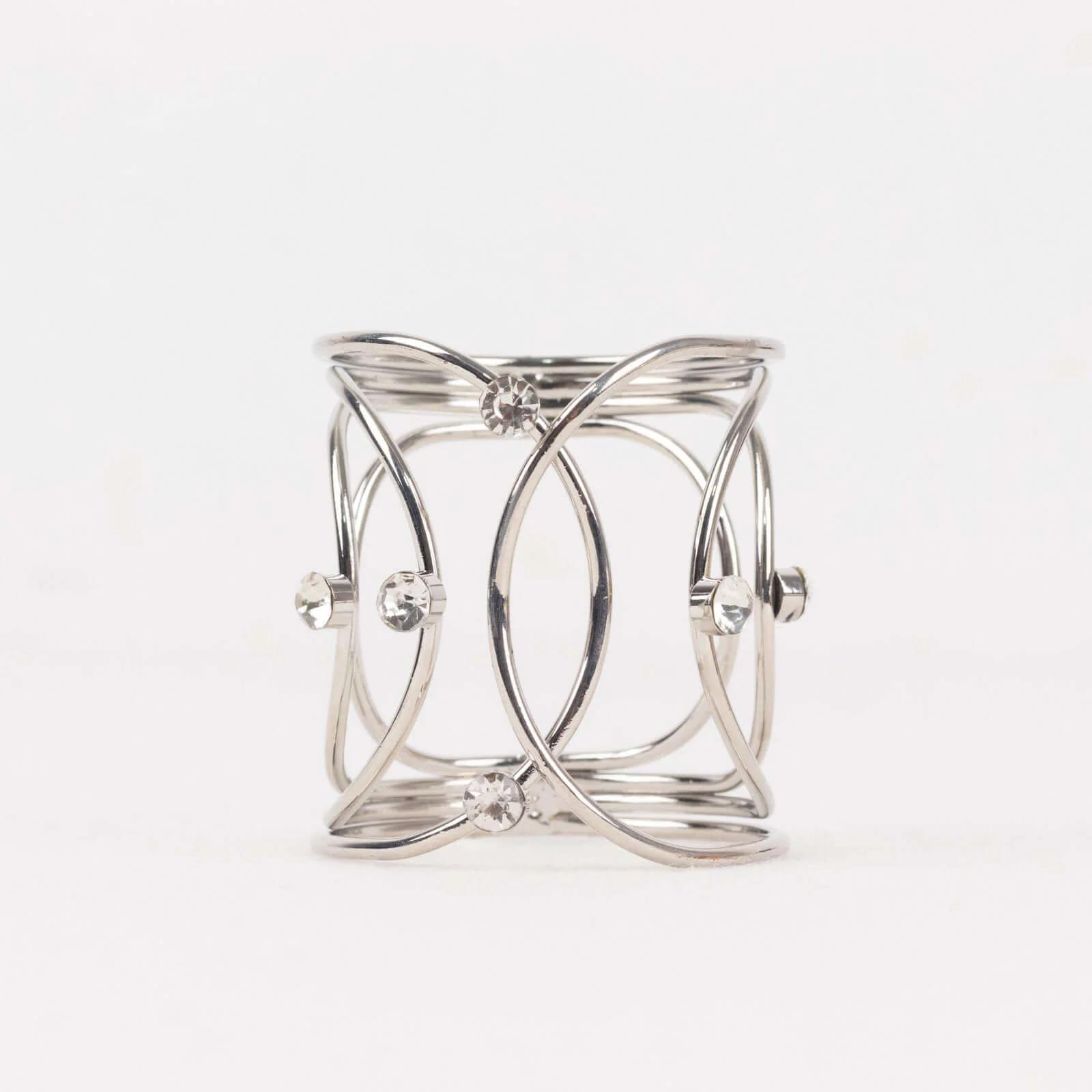 4 Pack Silver Metal Rhinestone Napkin Rings With Hollow Woven Style, Elegant Napkin Holders - Image 13