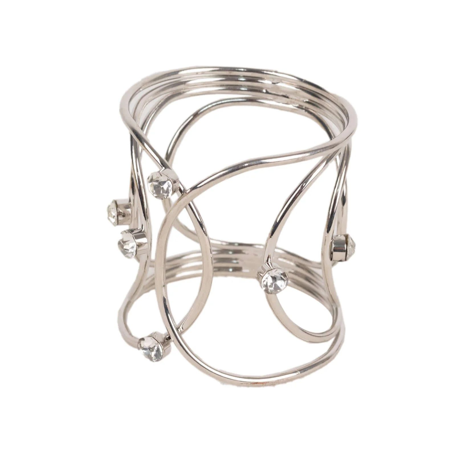 4 Pack Silver Metal Rhinestone Napkin Rings With Hollow Woven Style, Elegant Napkin Holders - Image 14