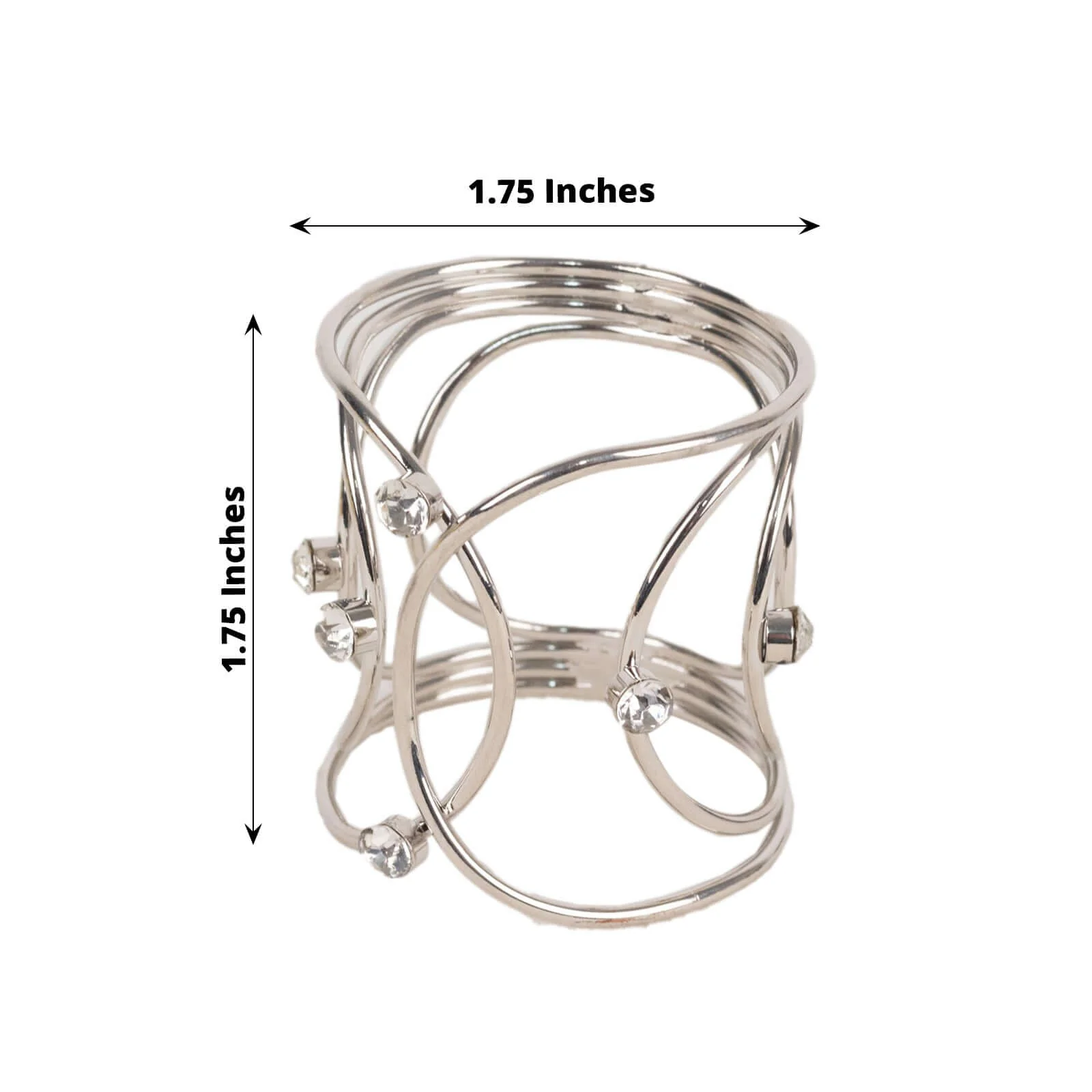 4 Pack Silver Metal Rhinestone Napkin Rings With Hollow Woven Style, Elegant Napkin Holders - Image 2