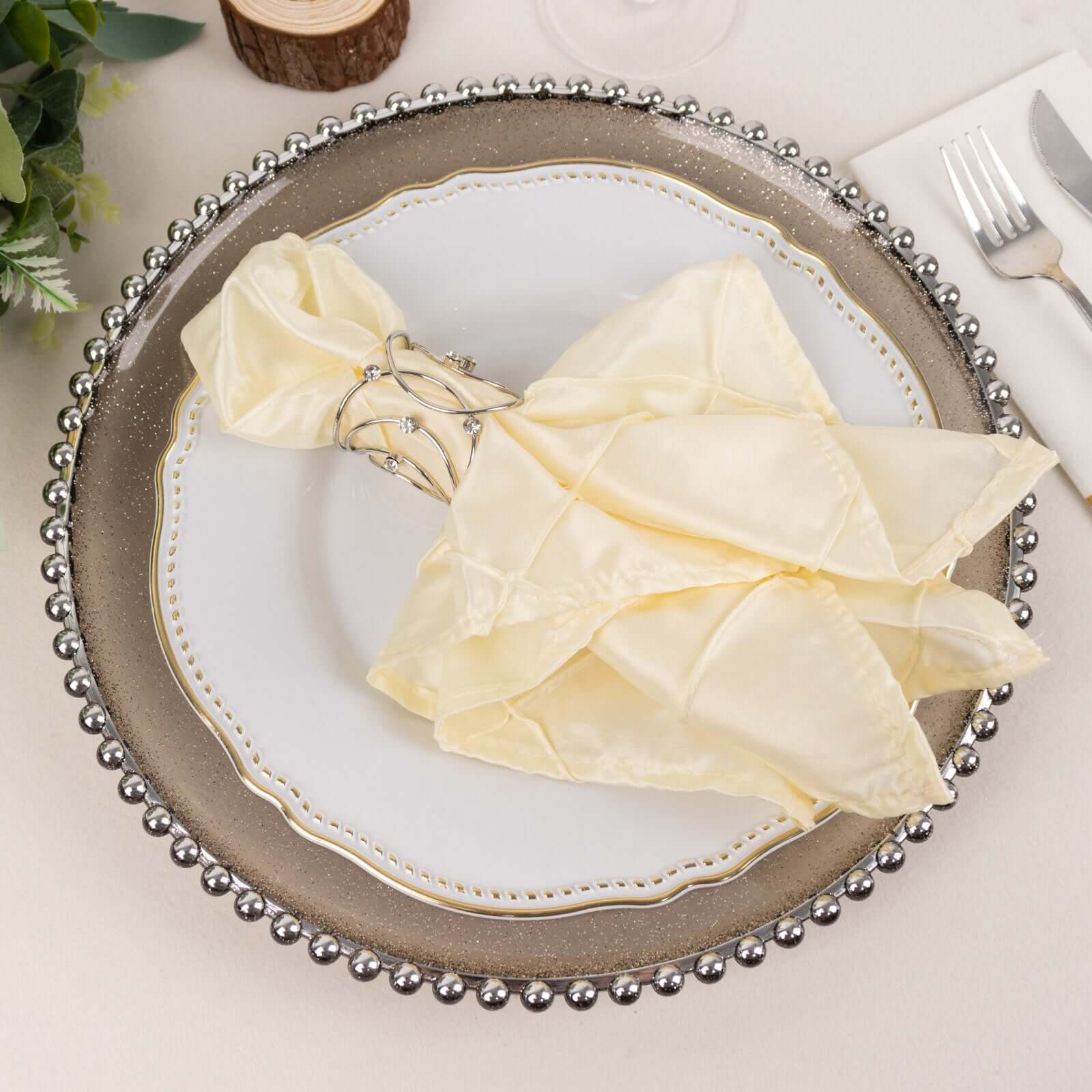4 Pack Silver Metal Rhinestone Napkin Rings With Hollow Woven Style, Elegant Napkin Holders - Image 6