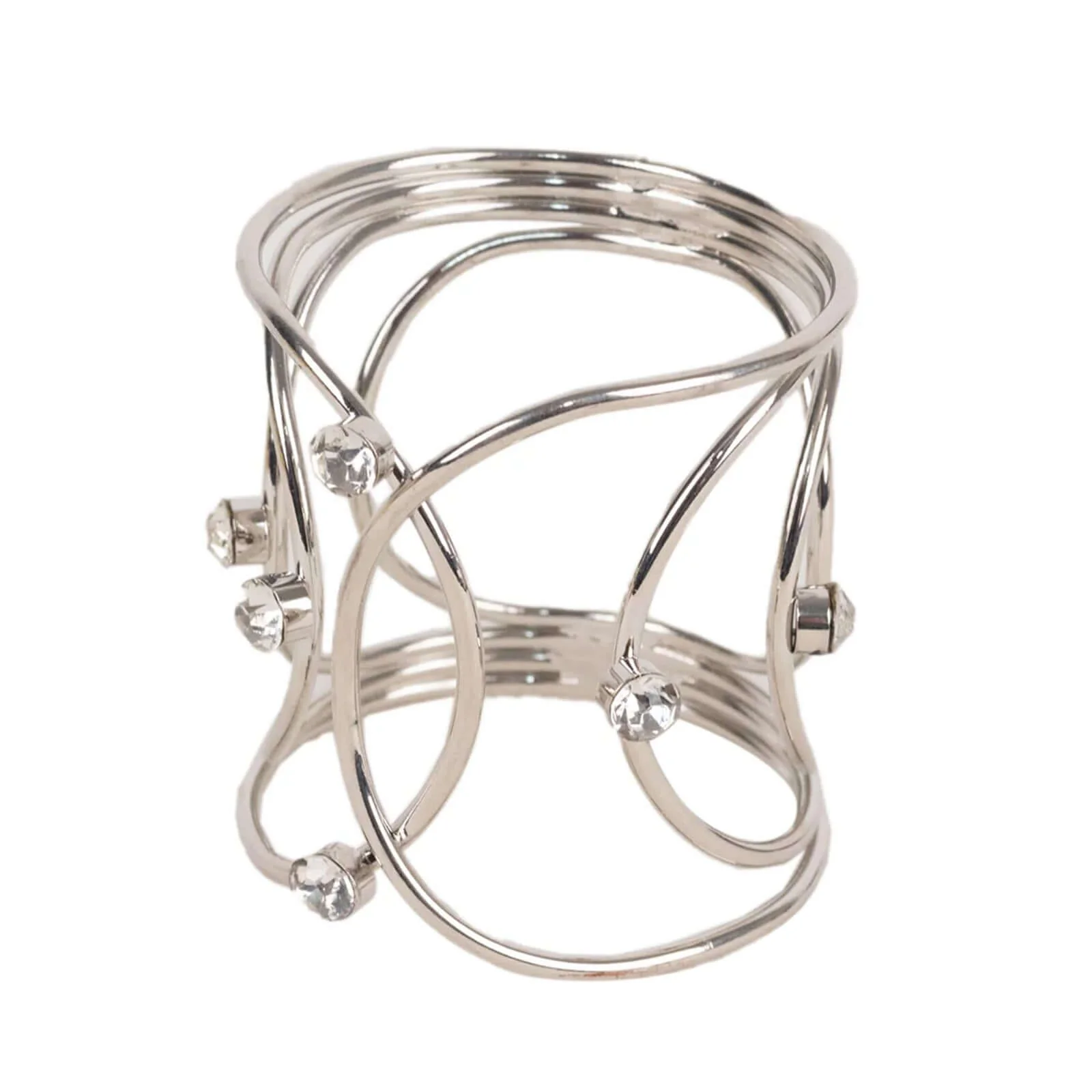 4 Pack Silver Metal Rhinestone Napkin Rings With Hollow Woven Style, Elegant Napkin Holders - Image 7