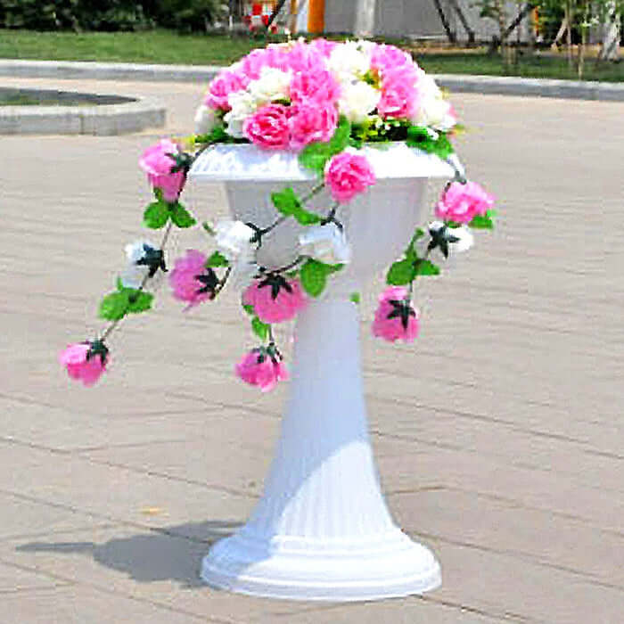 4 Pack White Italian Inspired Pedestal Stand Flower Plant Pillar 22" Tall PVC - Image 2