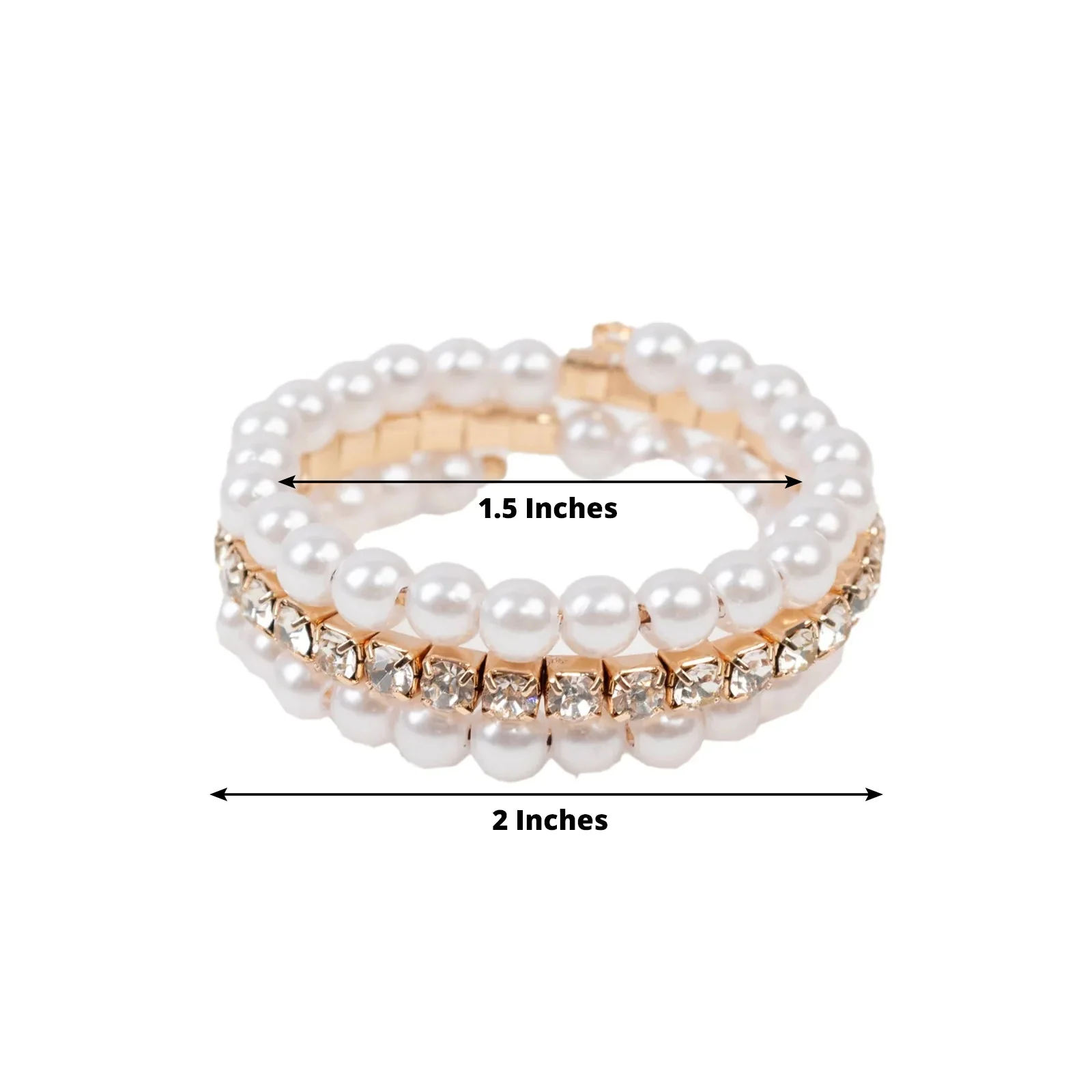 4-Pack White Pearl Rhinestone Napkin Rings, Elegant Round Napkin Holders - 2" - Image 2