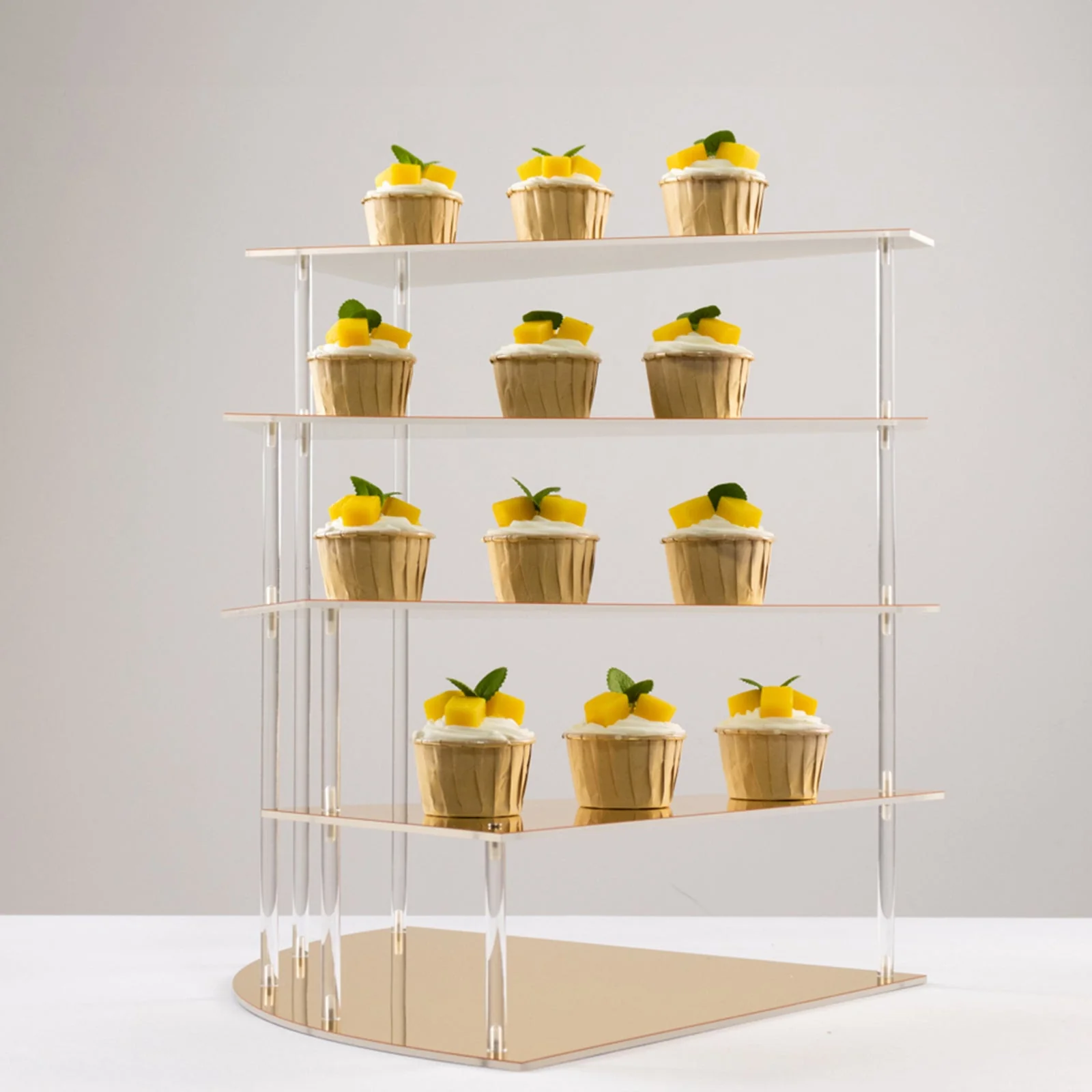 4-Tier Acrylic Cupcake Display Stand 17" Gold Spiral Stairway Design with Mirror Finish - Sleek Functional Tiered Serving Tray Dessert Riser Perfume Organizer Shelf for Home Retail & Events - Image 6