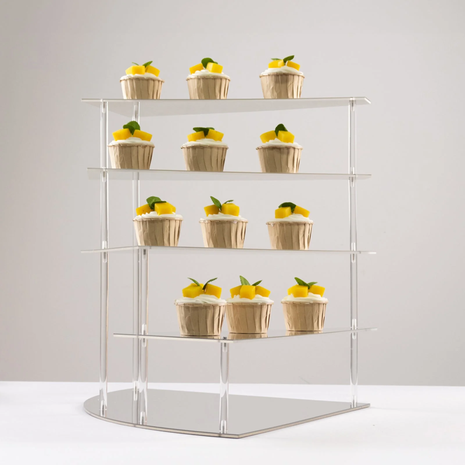 4-Tier Acrylic Cupcake Display Stand 17" Silver Spiral Stairway Design with Mirror Finish - Sleek Functional Tiered Serving Tray Dessert Riser Perfume Organizer Shelf for Home Retail & Events - Image 10