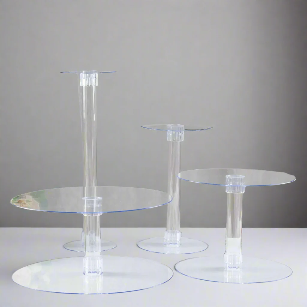 4-Tier Acrylic Round Cake Stand Set Assorted Sizes Clear - Sleek Versatile Cupcake Holder Dessert Display Pedestal for Stylish Pastry & Dessert Tables - Image 6