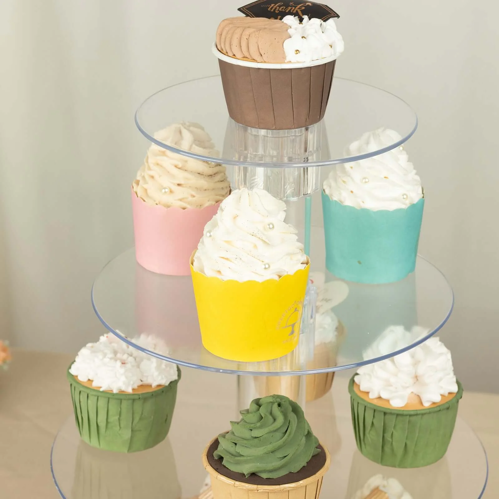 4-Tier Acrylic Round Cupcake Stand 14" Clear - Heavy Duty Reusable Dessert Tower Holder Pastry Display with Film Sheets for Special Events & Catering Displays - Image 11