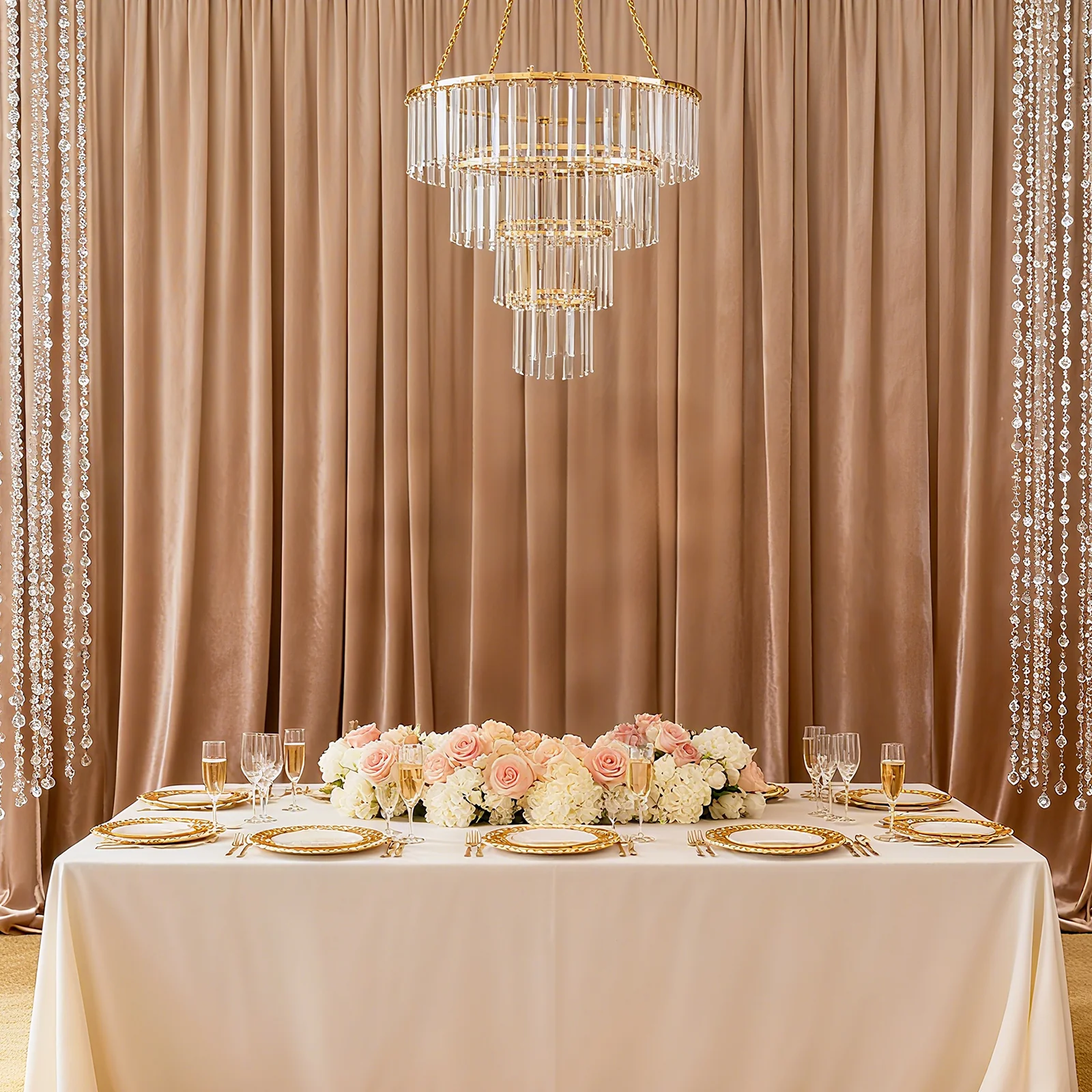 4-Tier Crystal Pendant Chandelier with Gold Metal Frame, Round Hanging Light Fixture with Chain and Hook - Image 10