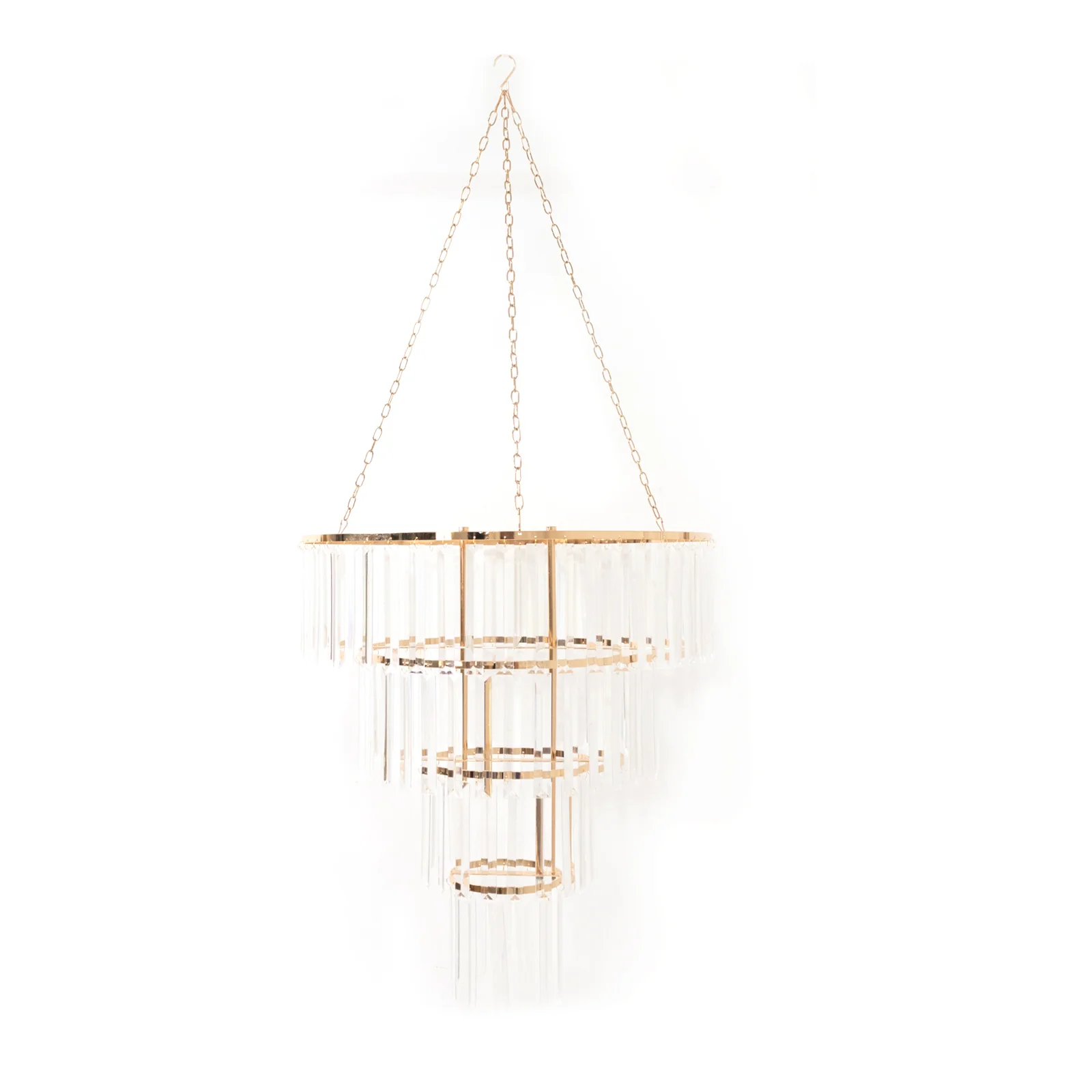4-Tier Crystal Pendant Chandelier with Gold Metal Frame, Round Hanging Light Fixture with Chain and Hook - Image 8