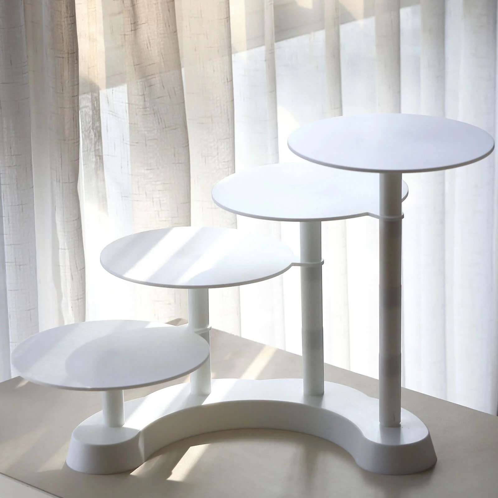 4-Tier Plastic Cake Stand with Half Moon Base 17" White - Sleek Multi-layer Cupcake Holder Display Tower for Stylish Pastry & Dessert Tables - Image 15