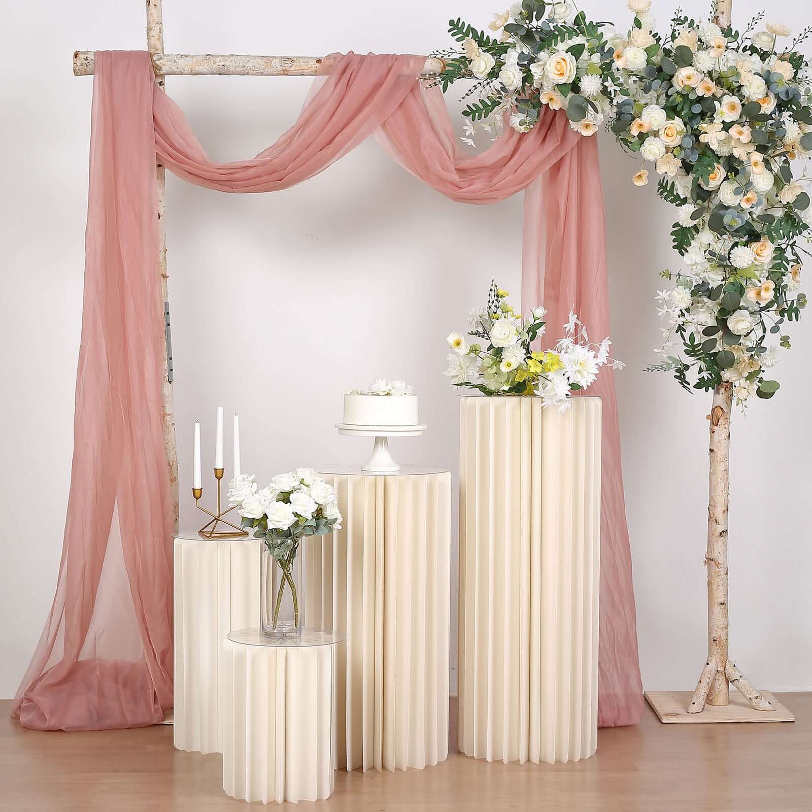 Ivory Cylinder Pillar Pedestal Stand, Display Column Stand With Top Plate 40" - Image 7