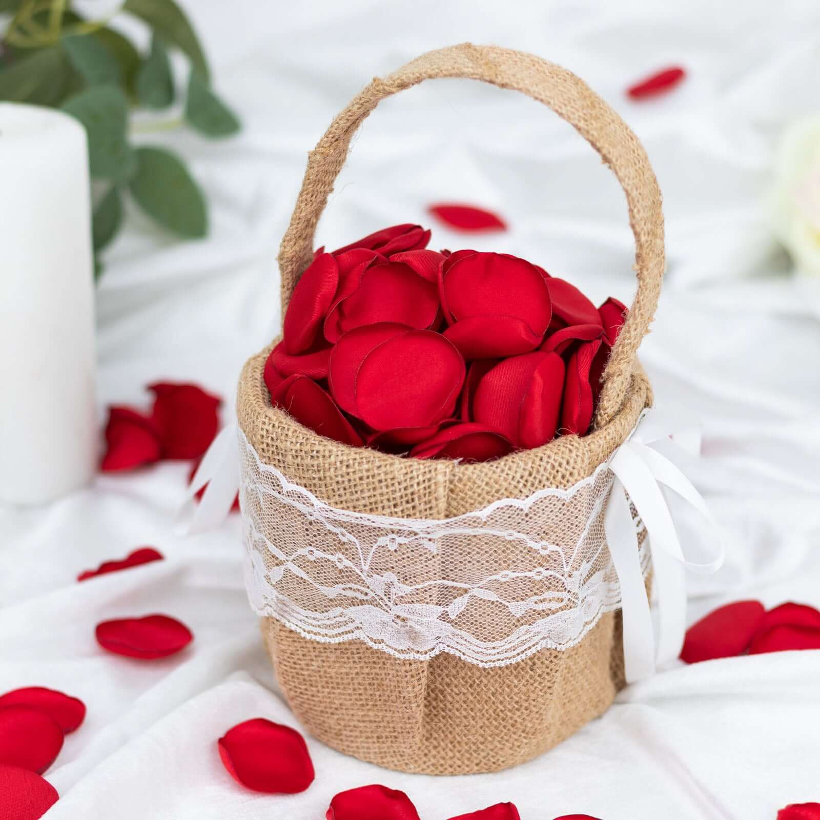 400-Pack Silk Rose Petals Confetti 2" Round Red Matte - Life-Like Flower Petals for Table Decor