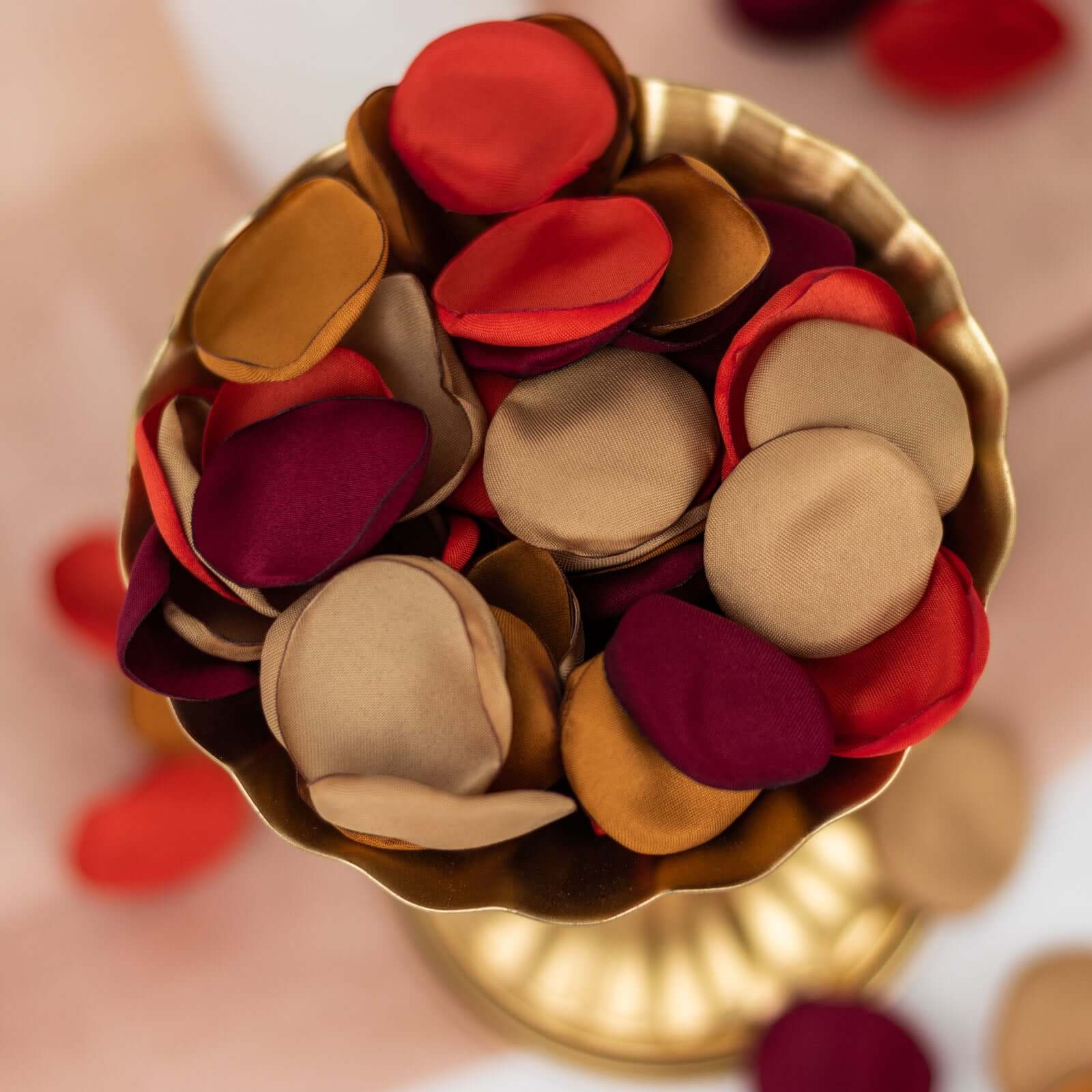 400-Pack Silk Rose Petals Confetti 2" Round Terracotta Mix Matte - Life-Like Flower Petals for Table Decor - Image 2
