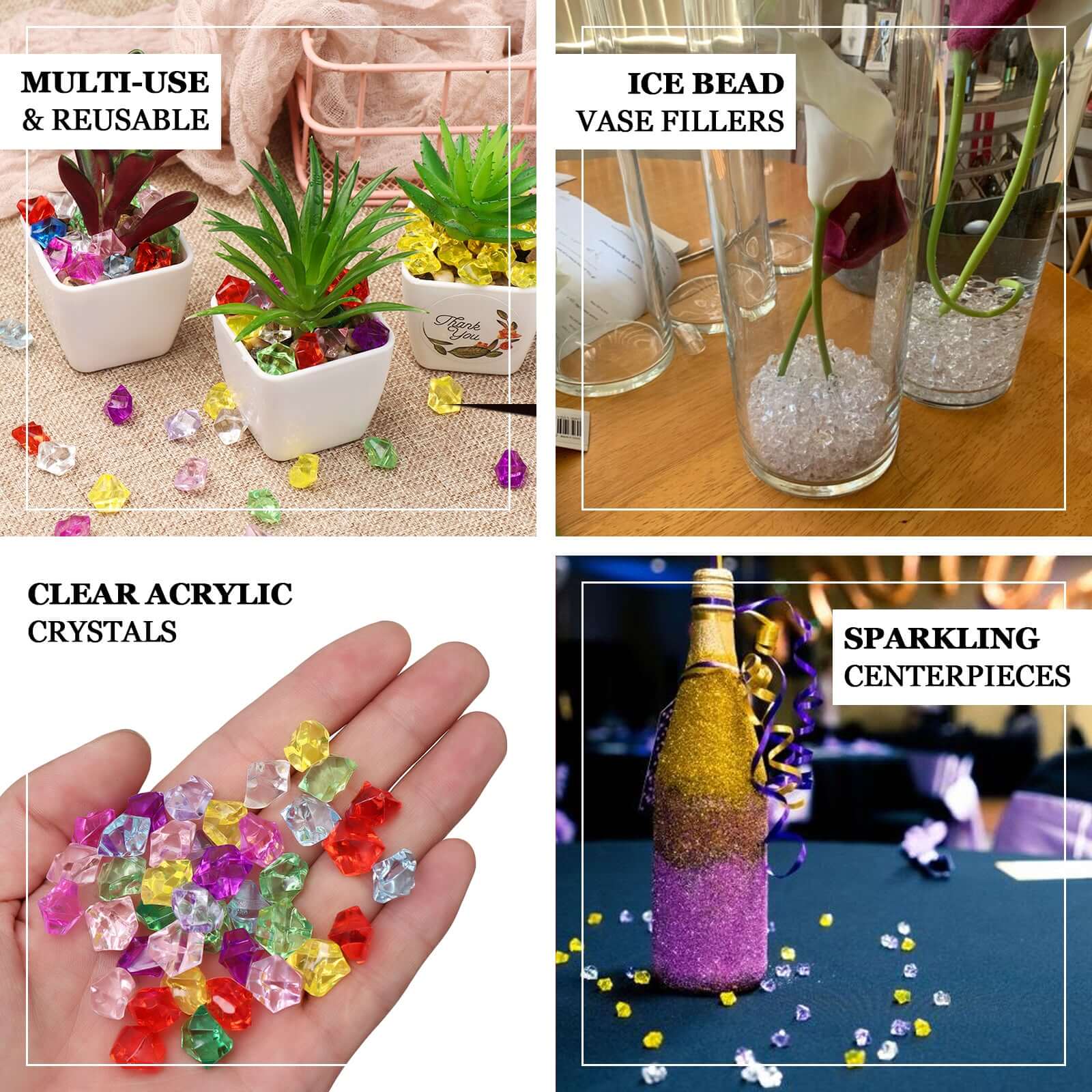 400 Pcs Orange Acrylic Ice Bead Vase Fillers Mini - Chic DIY Craft Crystals for Tables & Decorative Arrangements - Image 3