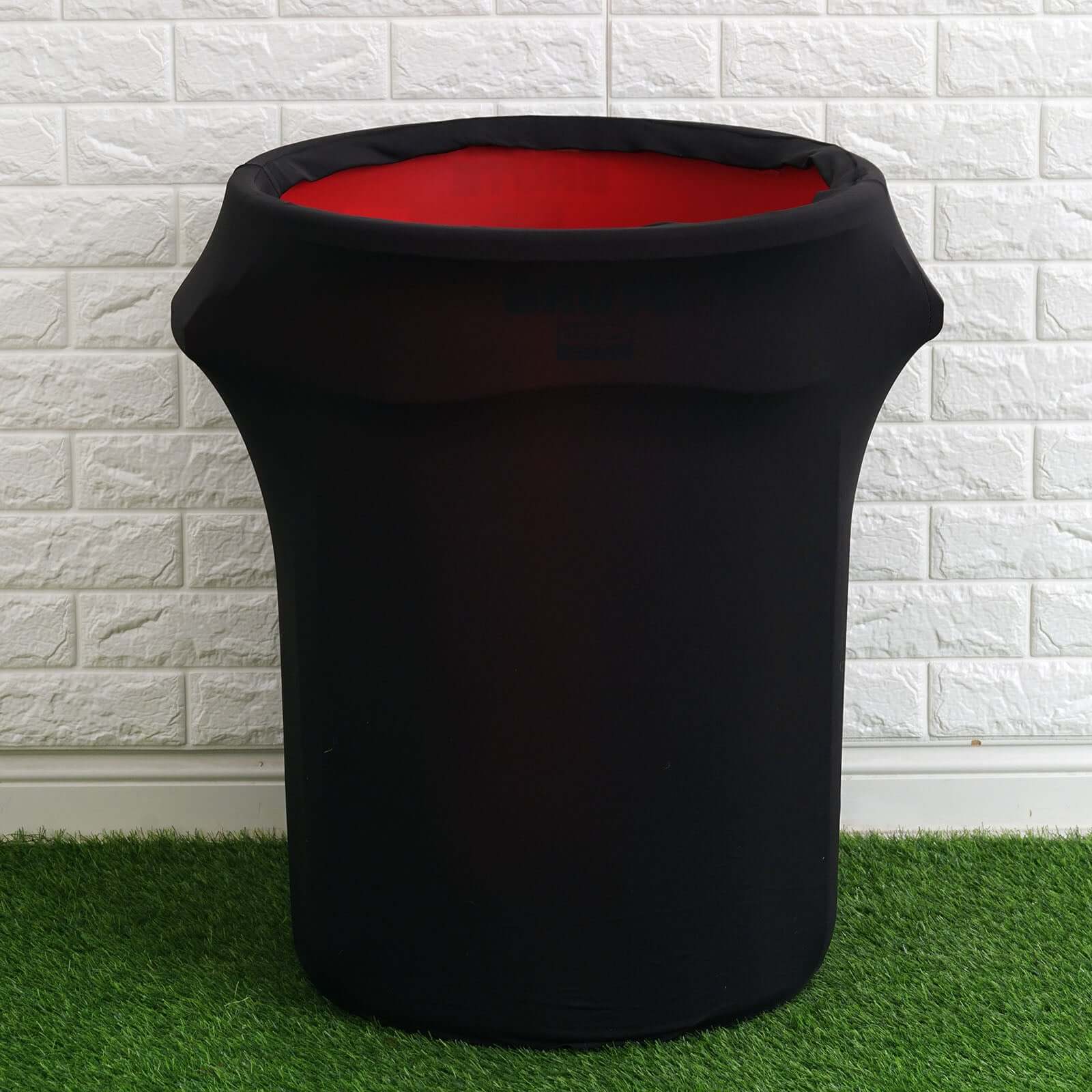 Black Stretch Spandex Round Trash Bin Container Cover 41-50 Gallons - Image 5