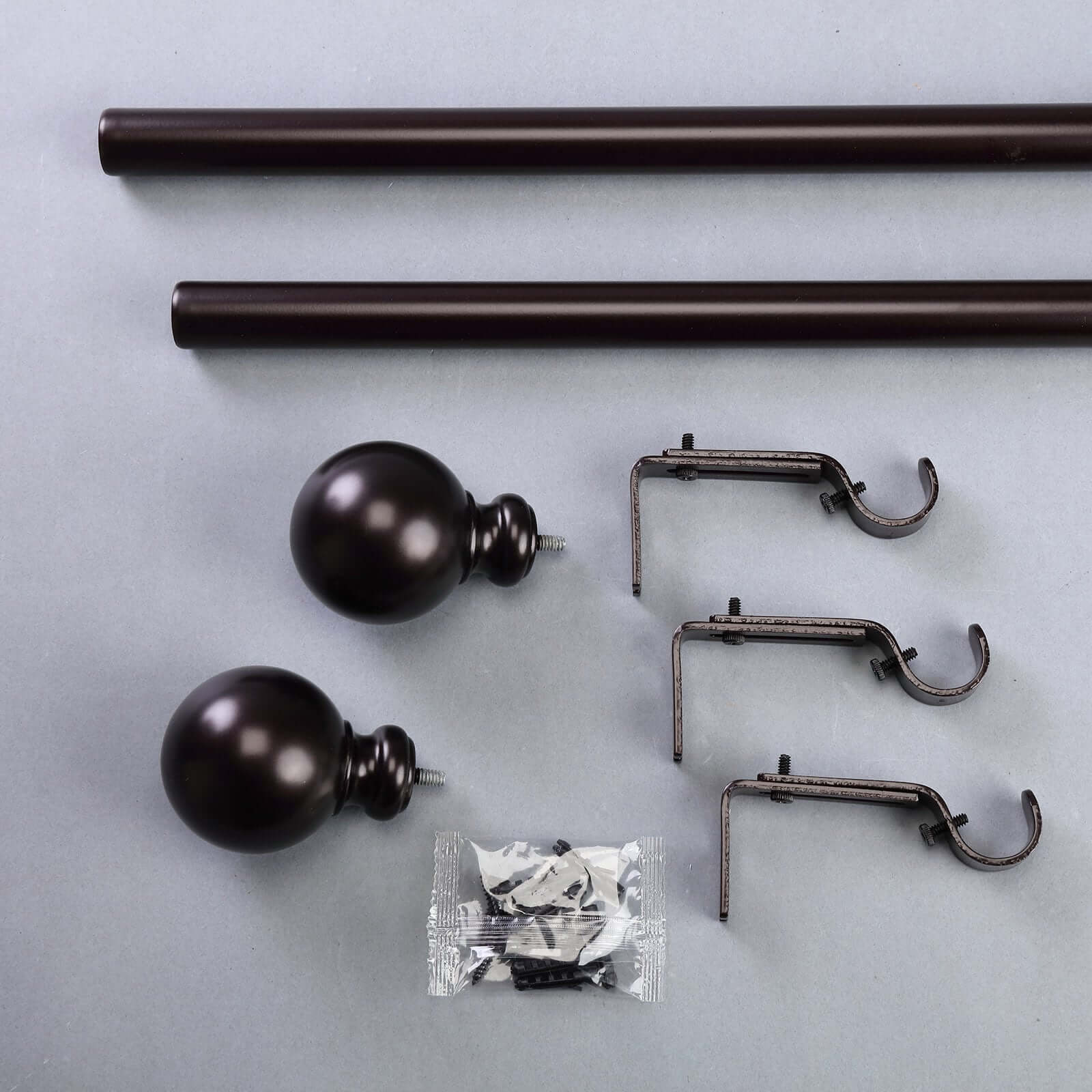 Adjustable Curtain Rod Set, Bronze, Round Finials 42"-126" - Image 13