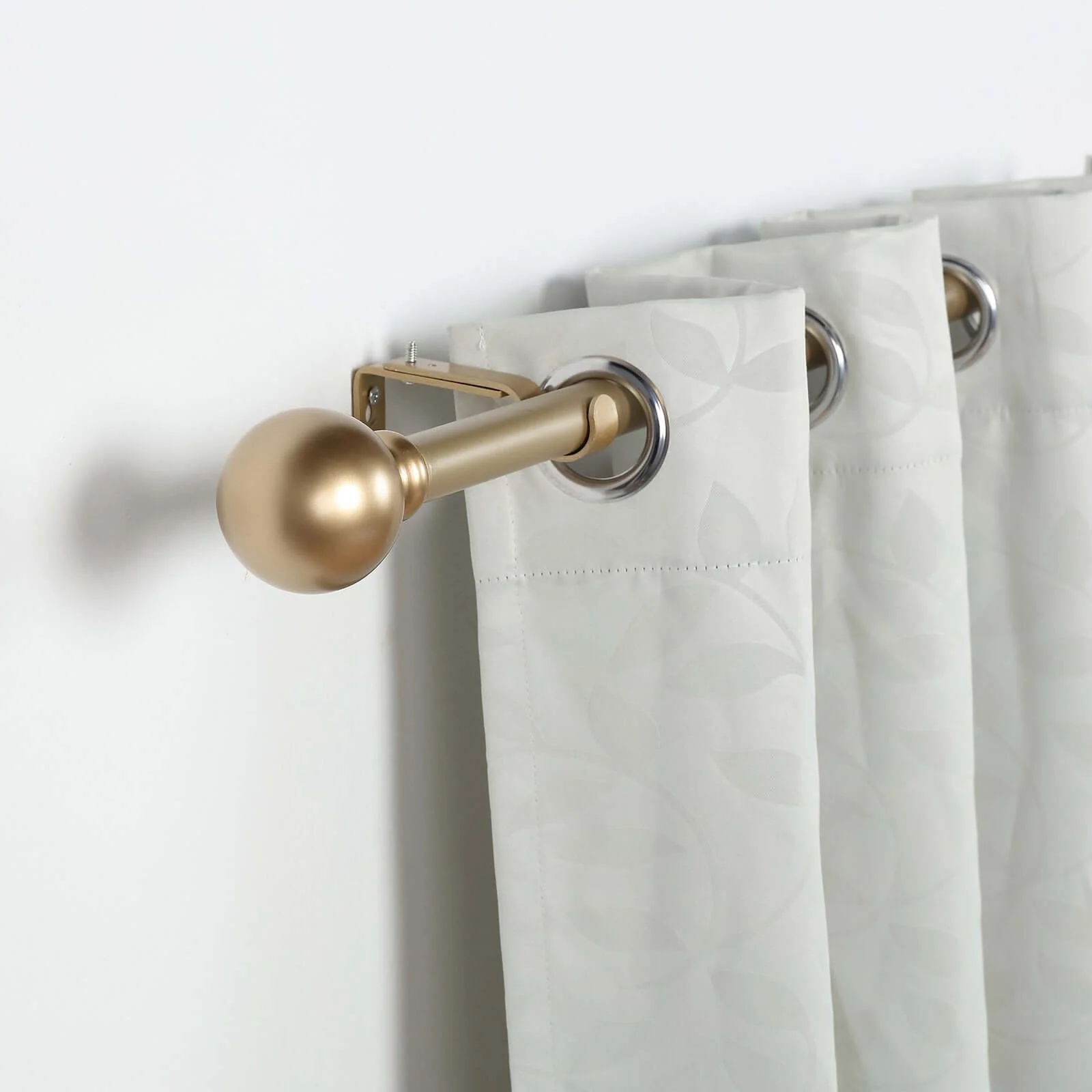 Adjustable Curtain Rod Set, Gold, Round Finials 42"-126" - Image 2