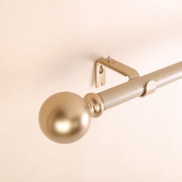 Adjustable Curtain Rod Set, Gold, Round Finials 42"-126" - Image 8