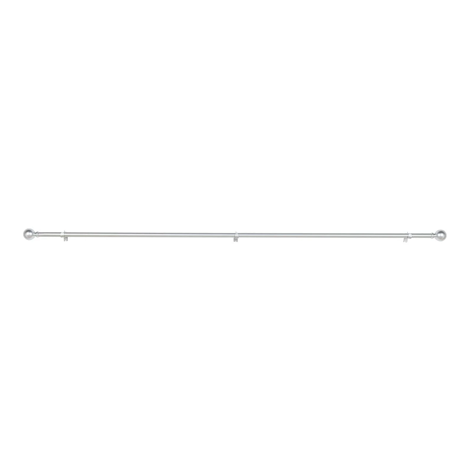 Adjustable Curtain Rod Set, Silver, Round Finials 42"-126" - Image 7