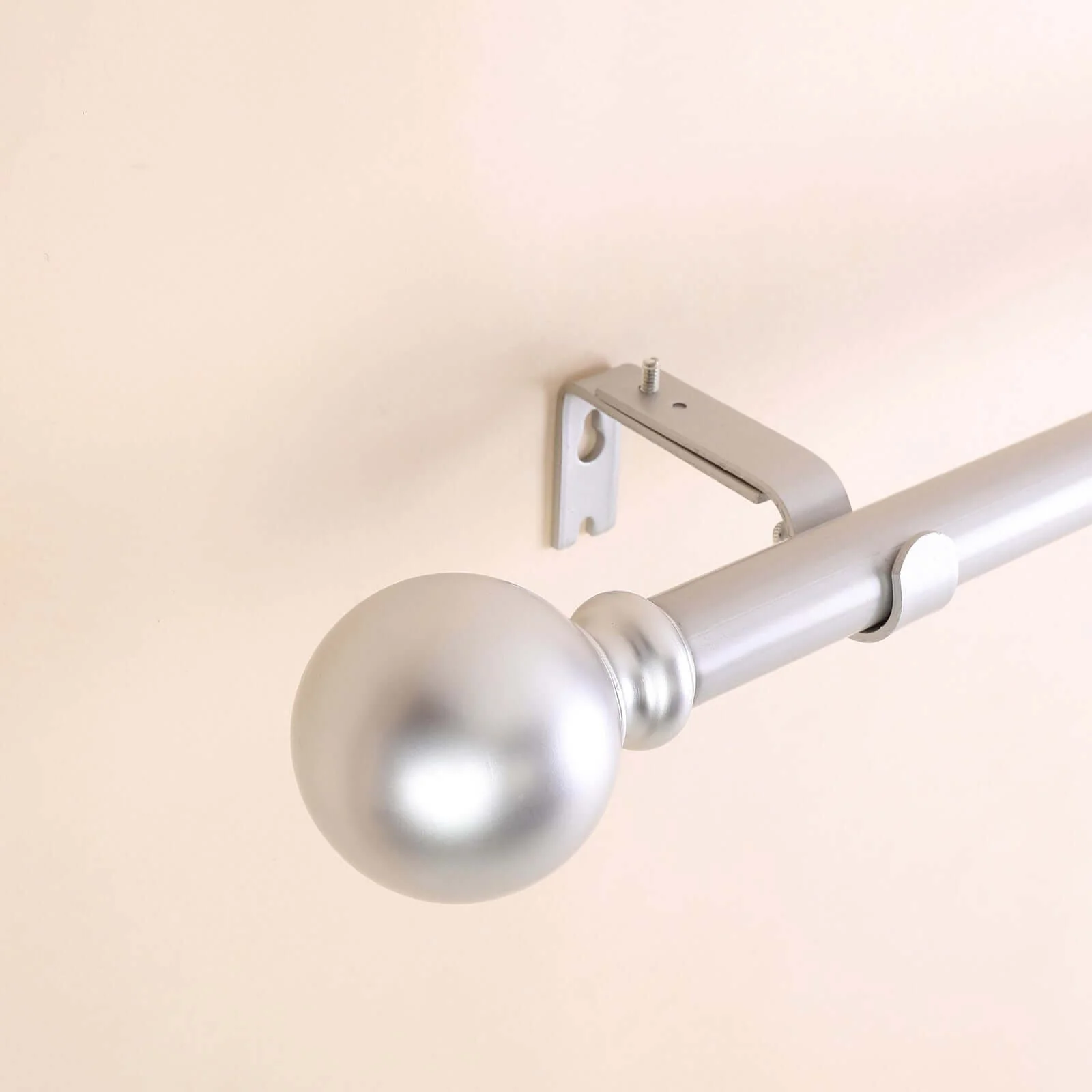Adjustable Curtain Rod Set, Silver, Round Finials 42"-126" - Image 8