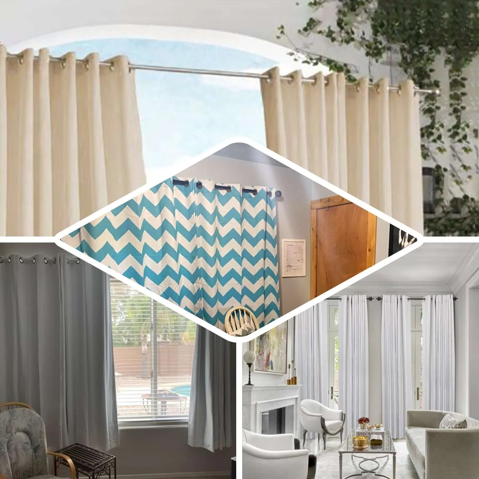 Adjustable Curtain Rod Sets, Black, Round Finials 42"-126" - Image 5