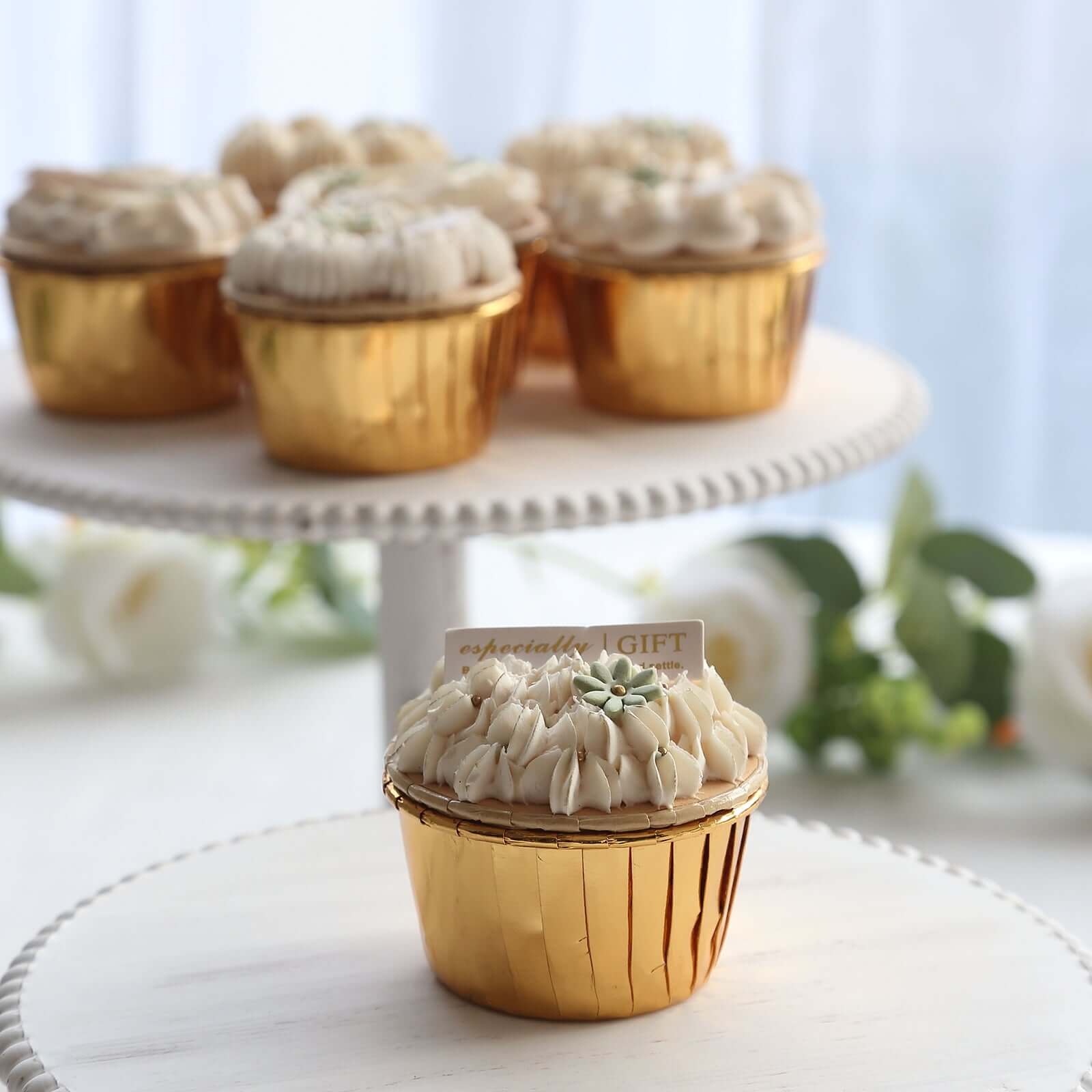 48-Pack Cupcake Liners 3oz Metallic Gold - Sturdy & Heat Resistant Disposable Dessert Baking Muffin Cake Ramekin Cups - Image 2