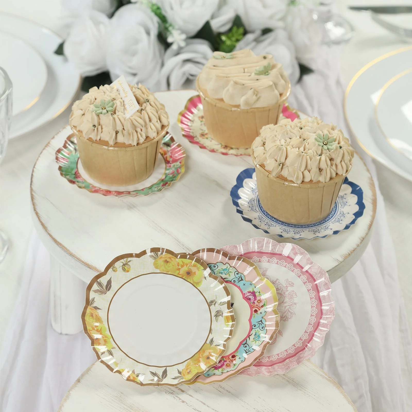 48 Pack Disposable Mini Plates 3.5" Vintage Floral Print, Paper Plates for Desserts, Appetizers, Snacks & Dips - Image 5