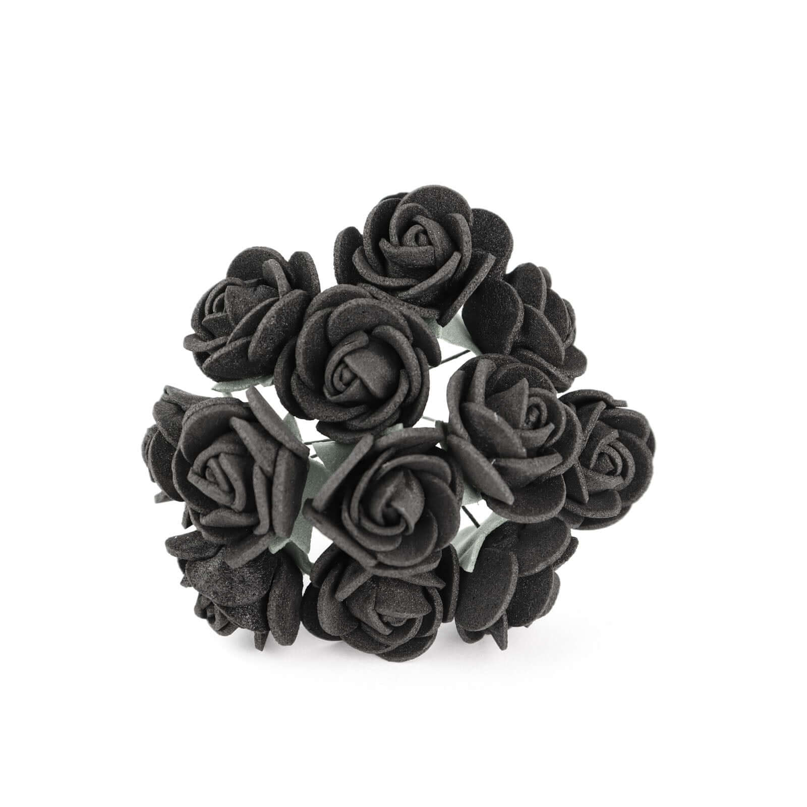 48 Roses Black Real Touch Artificial DIY Foam Rose Flowers With Stem, Craft Rose Buds 1" - Image 15