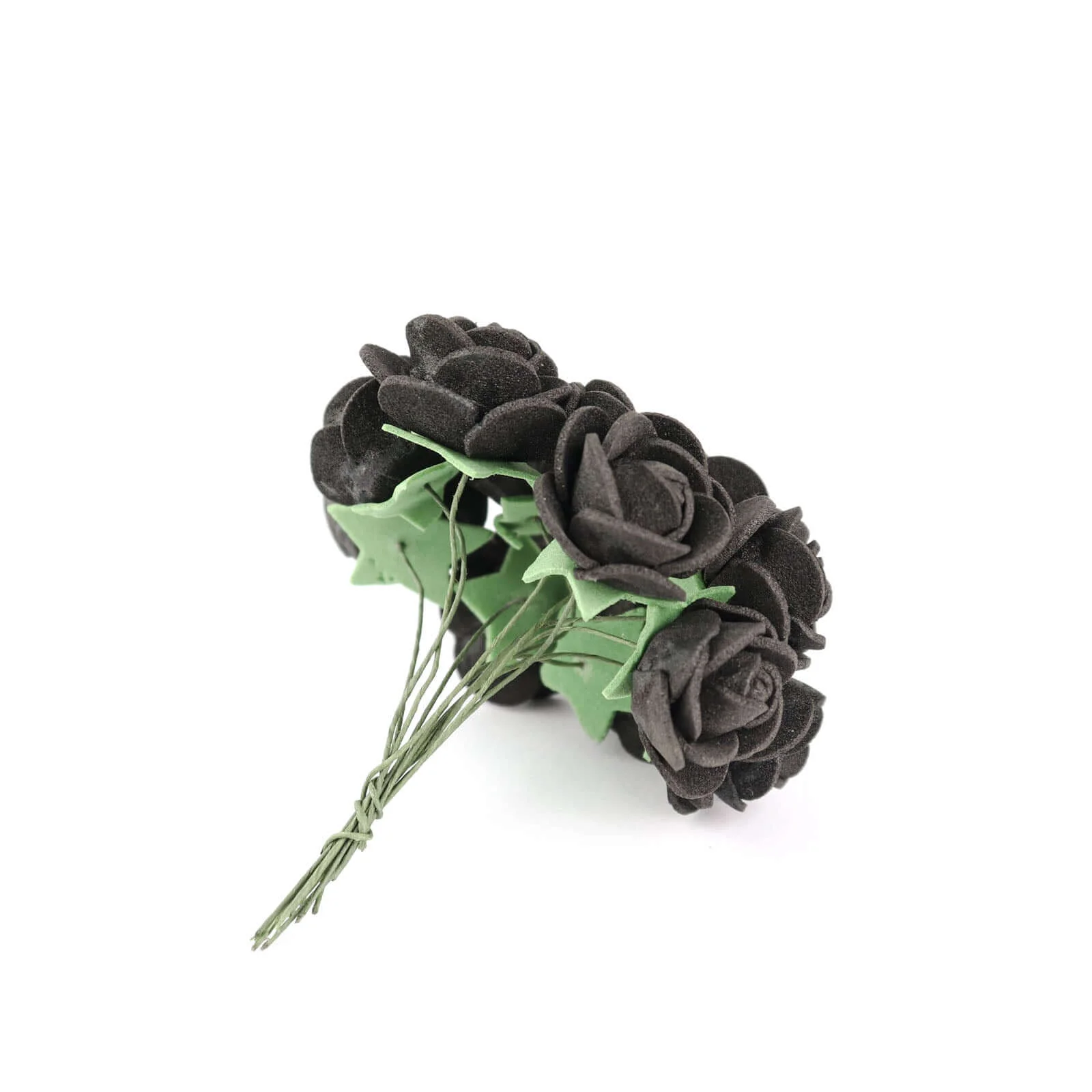 48 Roses Black Real Touch Artificial DIY Foam Rose Flowers With Stem, Craft Rose Buds 1" - Image 7