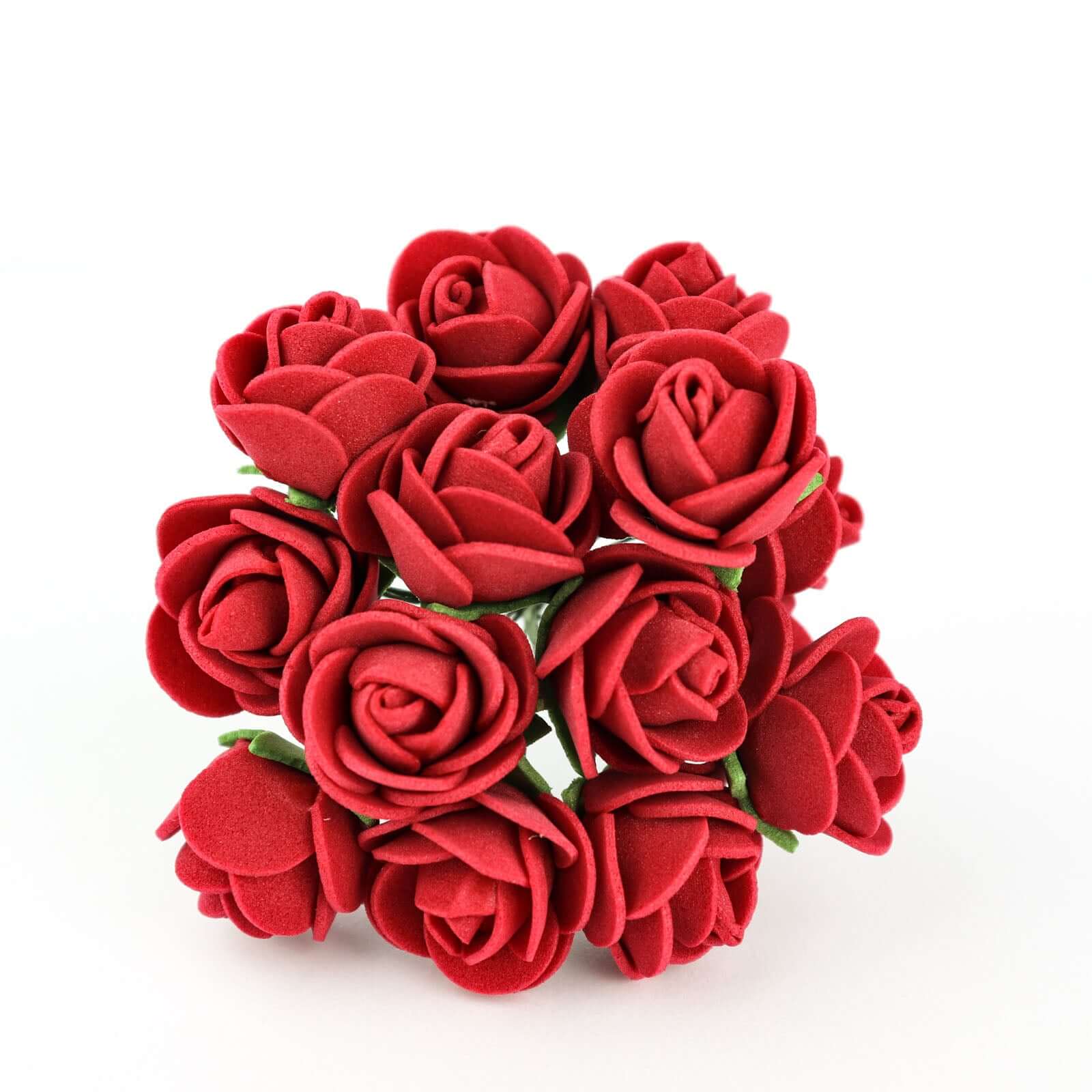 48 Roses Burgundy Real Touch Artificial DIY Foam Rose Flowers With Stem, Craft Rose Buds 1" - Image 18