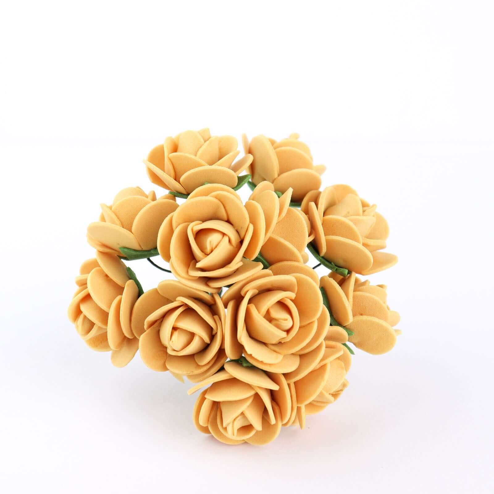 48 Roses Gold Real Touch Artificial DIY Foam Rose Flowers With Stem, Craft Rose Buds 1" - Image 16