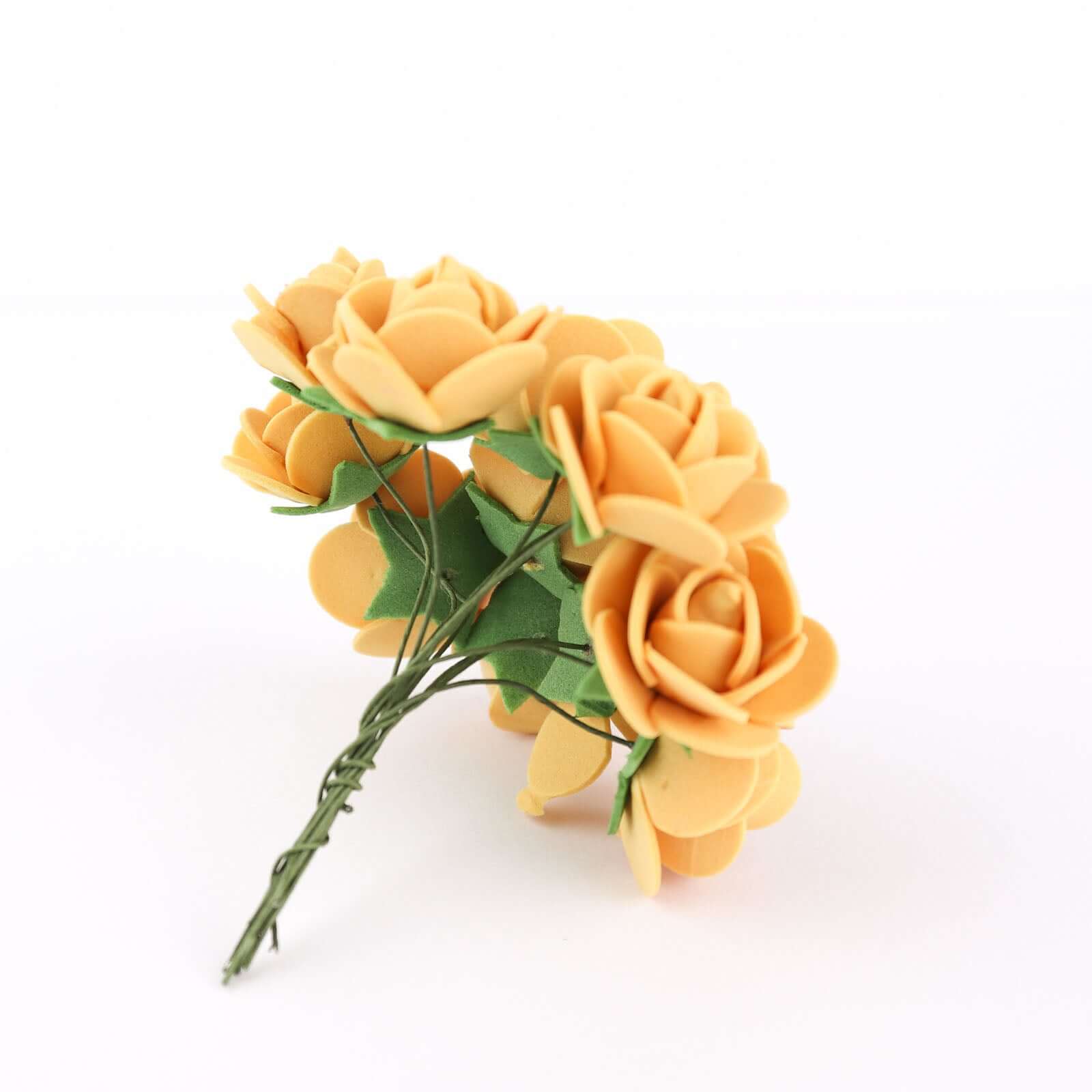 48 Roses Gold Real Touch Artificial DIY Foam Rose Flowers With Stem, Craft Rose Buds 1" - Image 7
