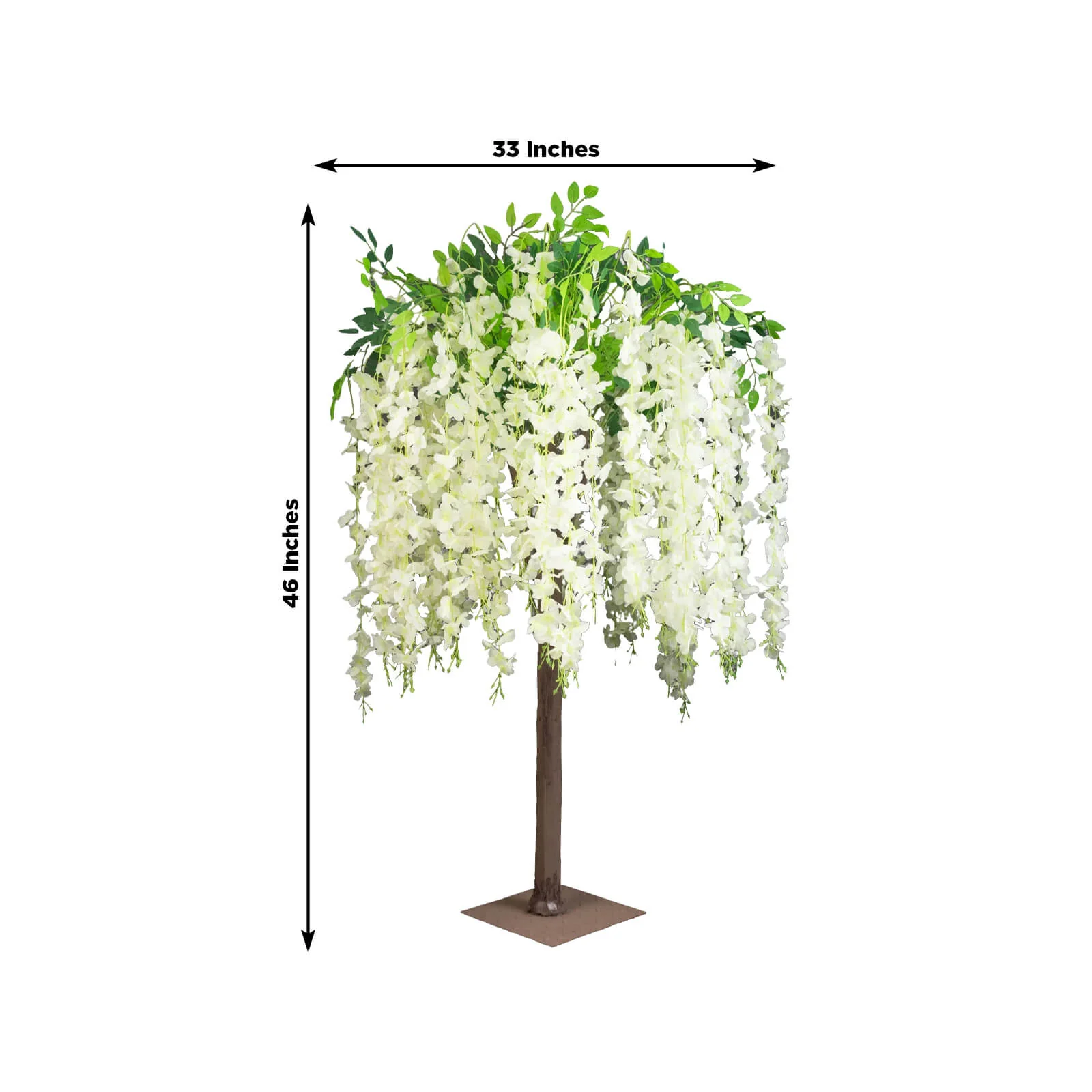4ft Tall Cream Wisteria Tree with Cascading Silk Flowers – Faux Floral Display with Real Wood Trunk for Wedding & Event Decor - Image 3